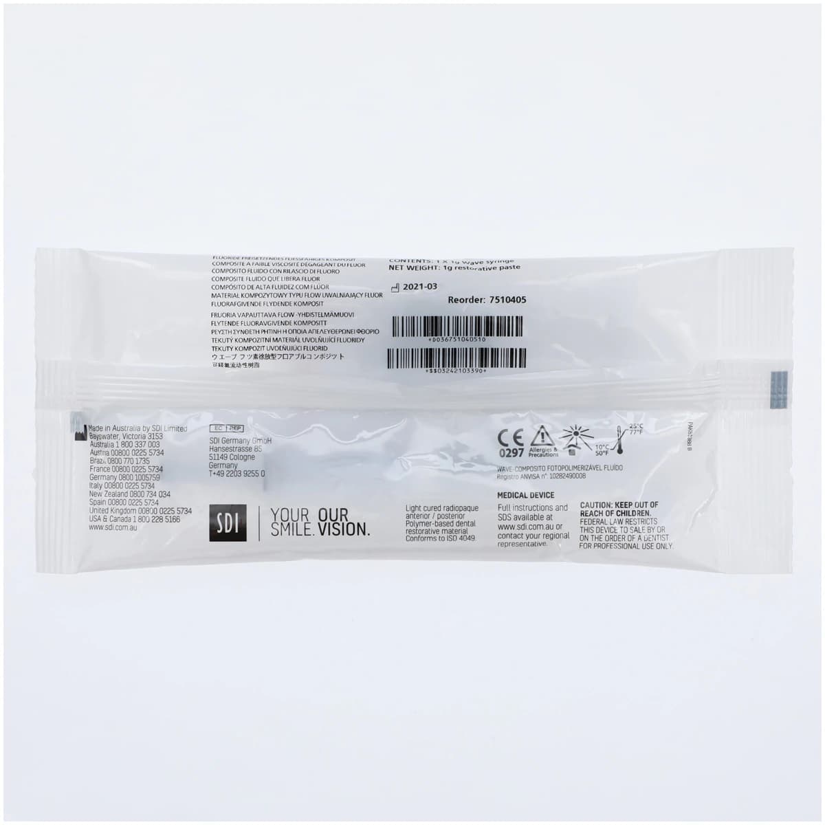 Wave Nanofilled Flowable Composite, Light-Cure, Syringe Refill, Low Viscosity, 1 g, Shade A3.5, 1 Syringe + 5 Tips, #7510405 thumbnail 2