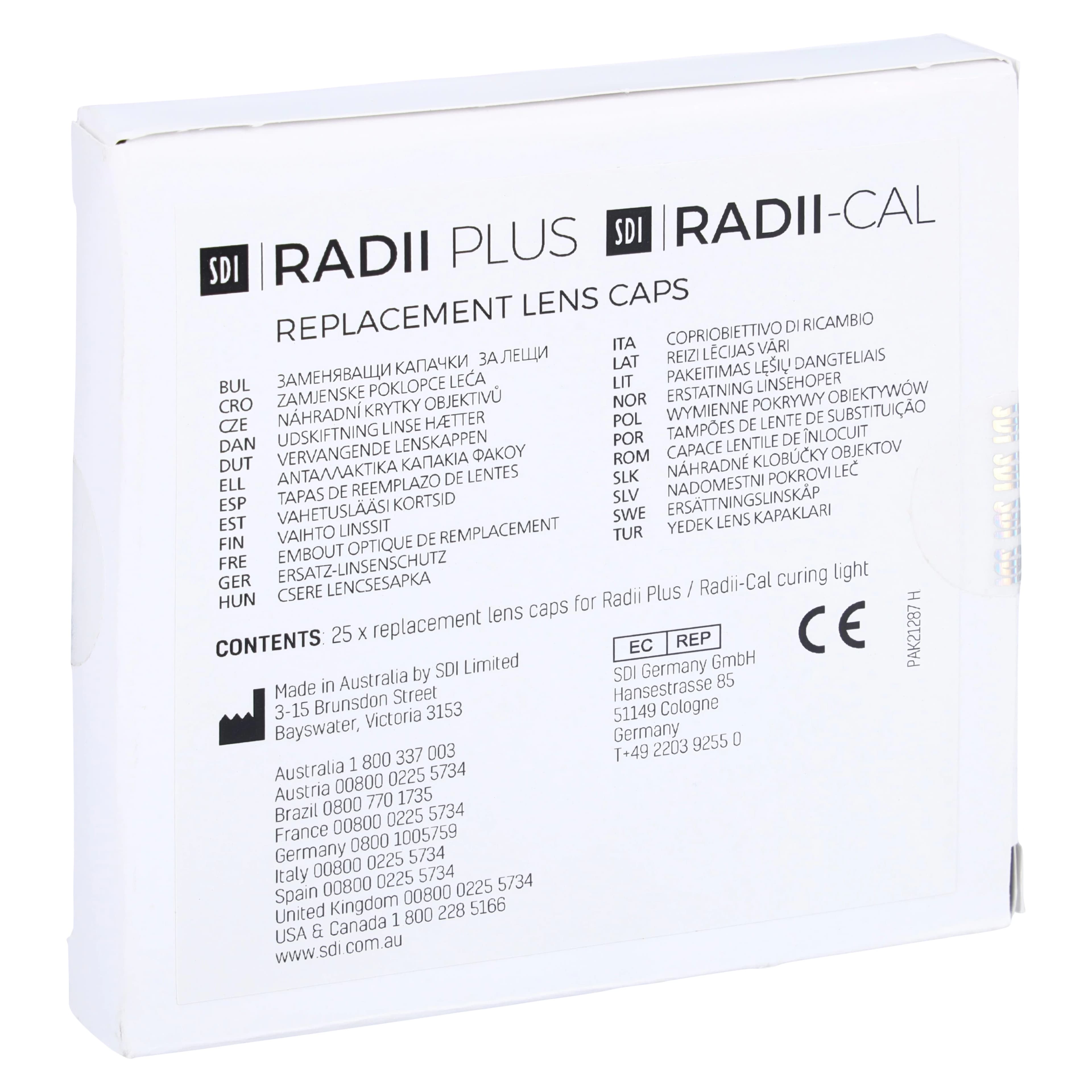 SDI Radii Plus Replacement Lens Caps, 25/Pk, 5600054 - SDI - Radii Plus Lens Cap Replacement 25/Pk - Image 1