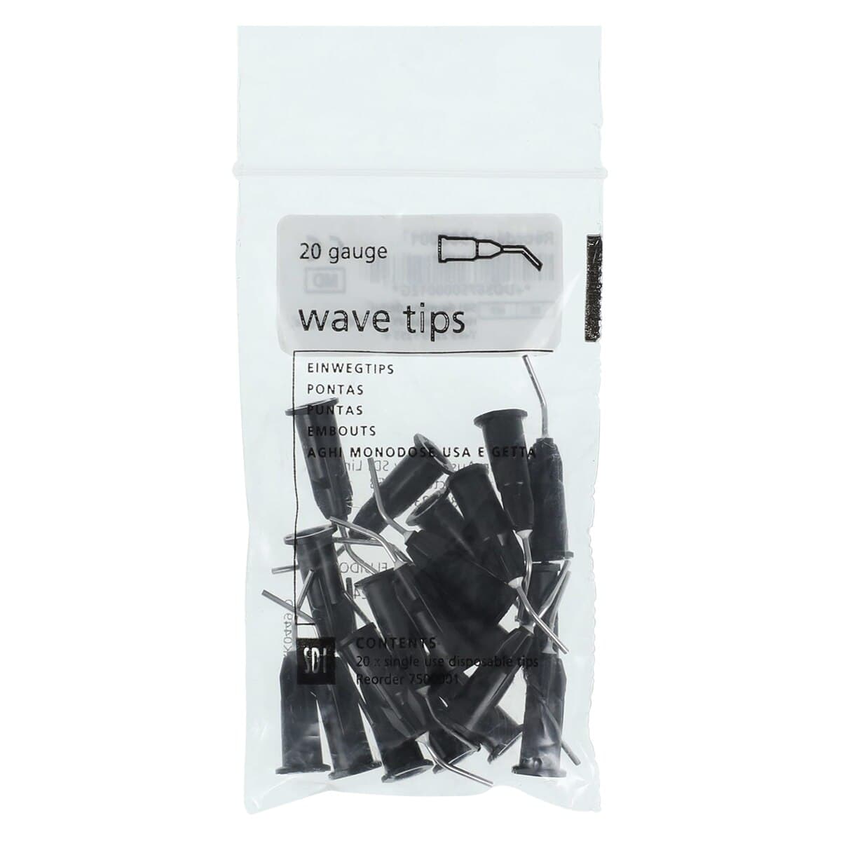 SDI Wave Disposable Syringe Tips, 20 Gauge, Black, Bent, 20/Pkg, 7500001 thumbnail 3
