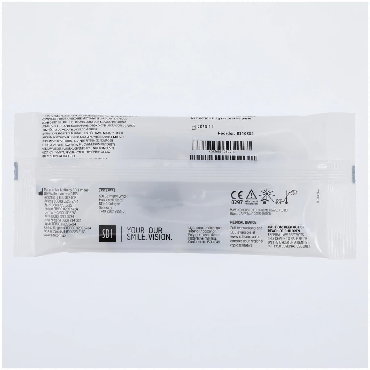 SDI Wave MV Nanofilled Flowable Composite, Light-Cure, Syringe Refill, Medium Viscosity, Shade A3, 1 g Syringe with 5 Tips, 1/Pk, 8310304 thumbnail 2