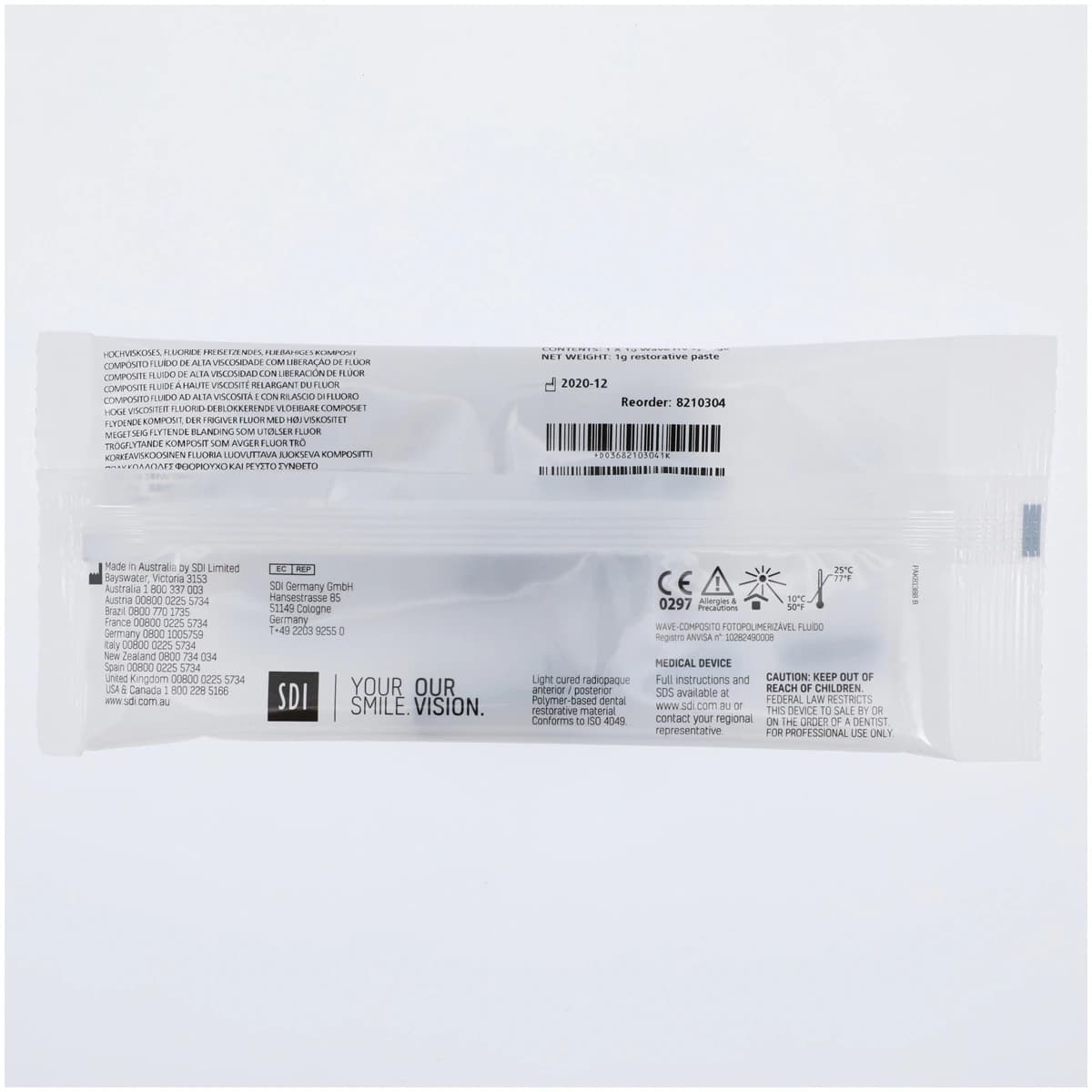 SDI Wave HV Nanofilled Flowable Composite, Light-Cure, Syringe Refill, High Viscosity, Shade A3, 1 g Syringe with 5 Tips, 1/Pk, #8210304 thumbnail 2