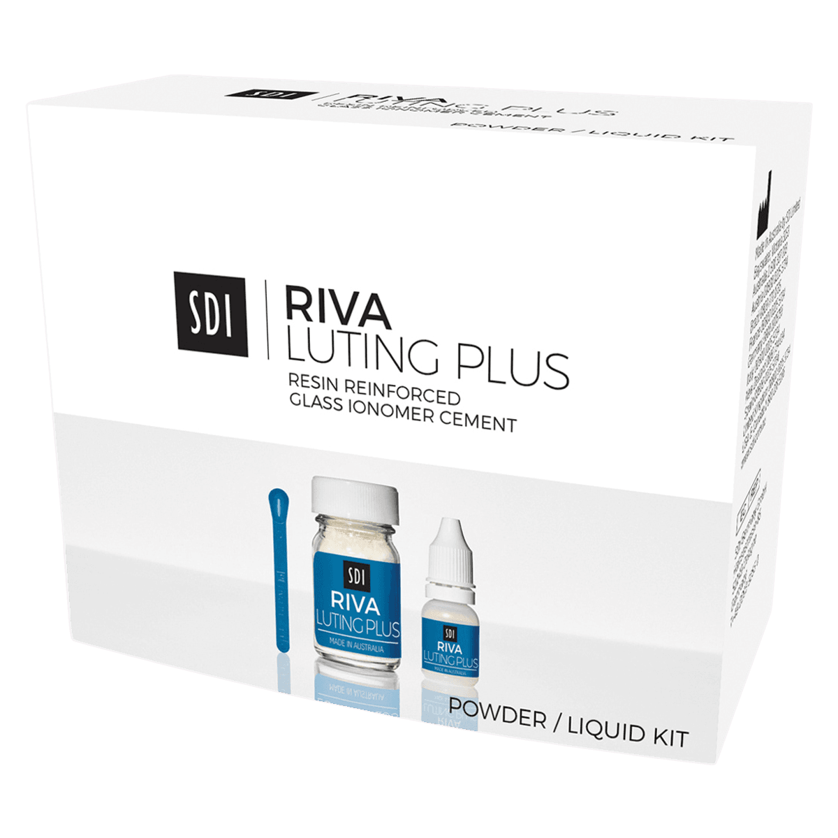 Riva Luting Plus Cement, Powder/Liquid Kit, Resin Modified Glass Ionomer, Self-Curing, 25g Powder, 10g Liquid, SDI - Riva Luting Plus - Powder/Liquid Kit - Image 1