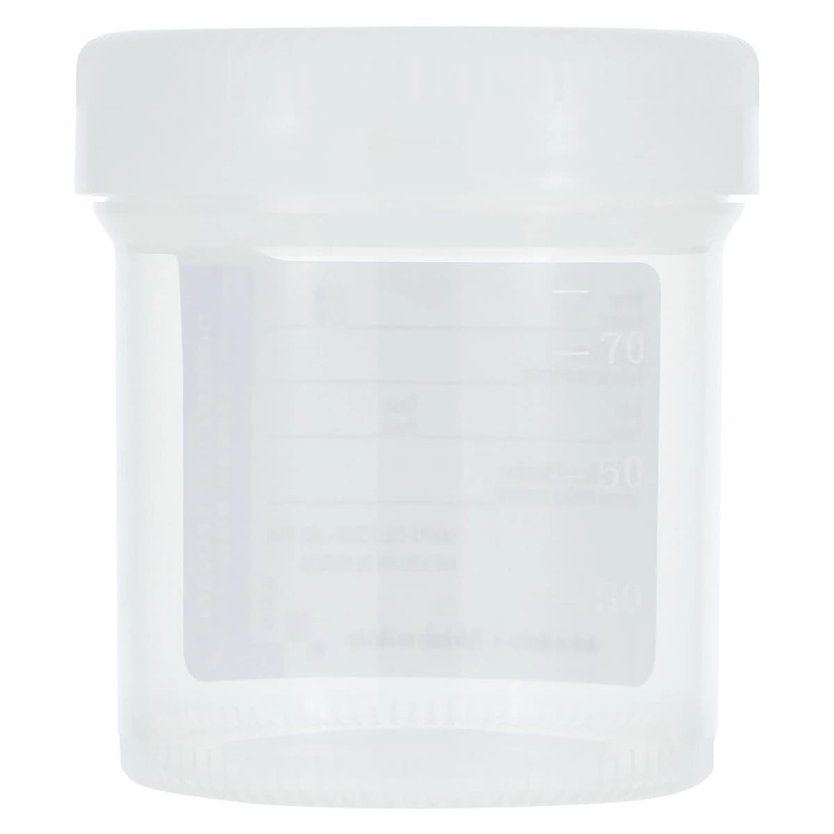 Globe Scientific Tite-Rite Wide Mouth Specimen Container, 90mL, Polypropylene, Sterile, with ID Label and Tab Seal, Clear/White, 300/Case thumbnail 2