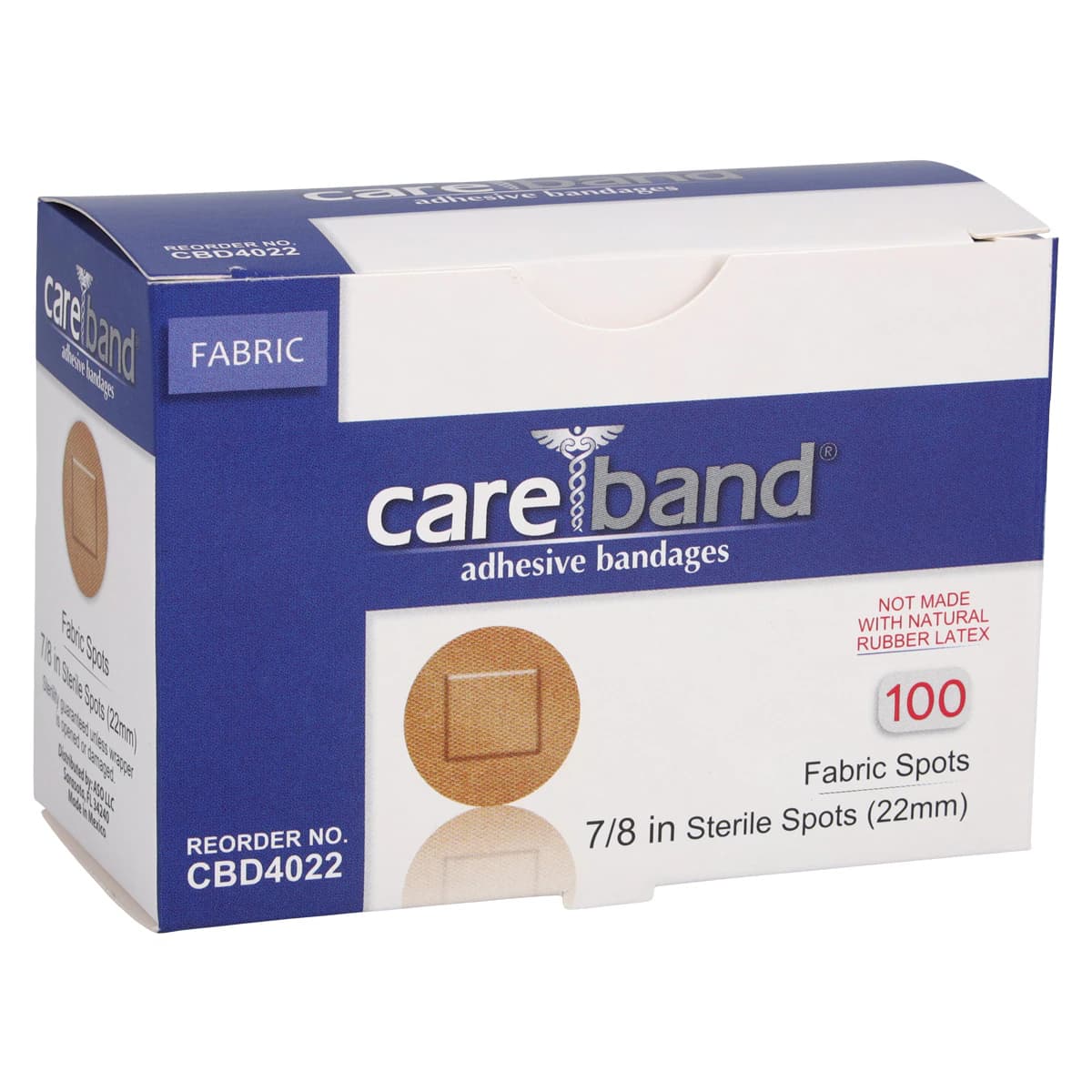 Careband Adhesive Bandage, Fabric, 7/8" Spot, Flesh, Sterile, 100/Box thumbnail 2