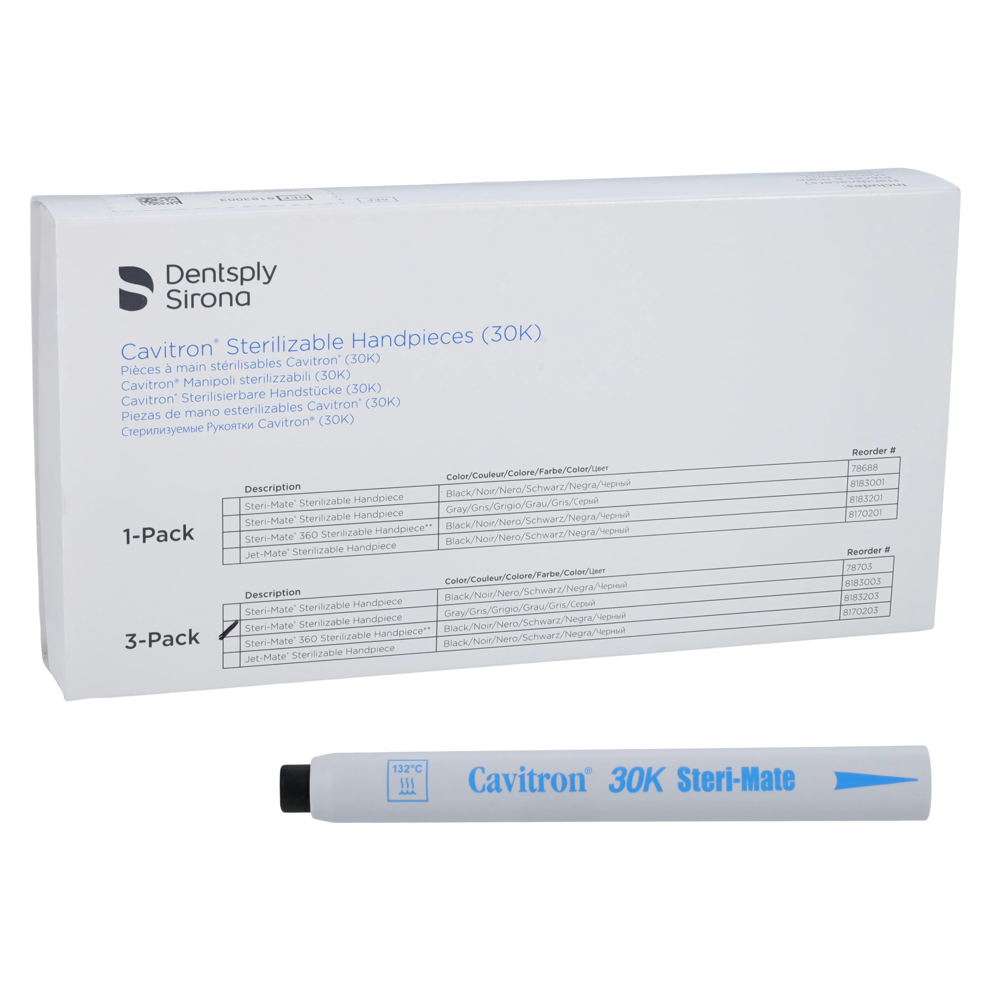 Cavitron Steri-Mate Detachable Sterilizable Ultrasonic Scaler Handpiece, Gray, 30K, 3/Pkg, 8183003 - Steri-Mate Handpiece, 3/Pkg, Gray, 8183003 - Image 1