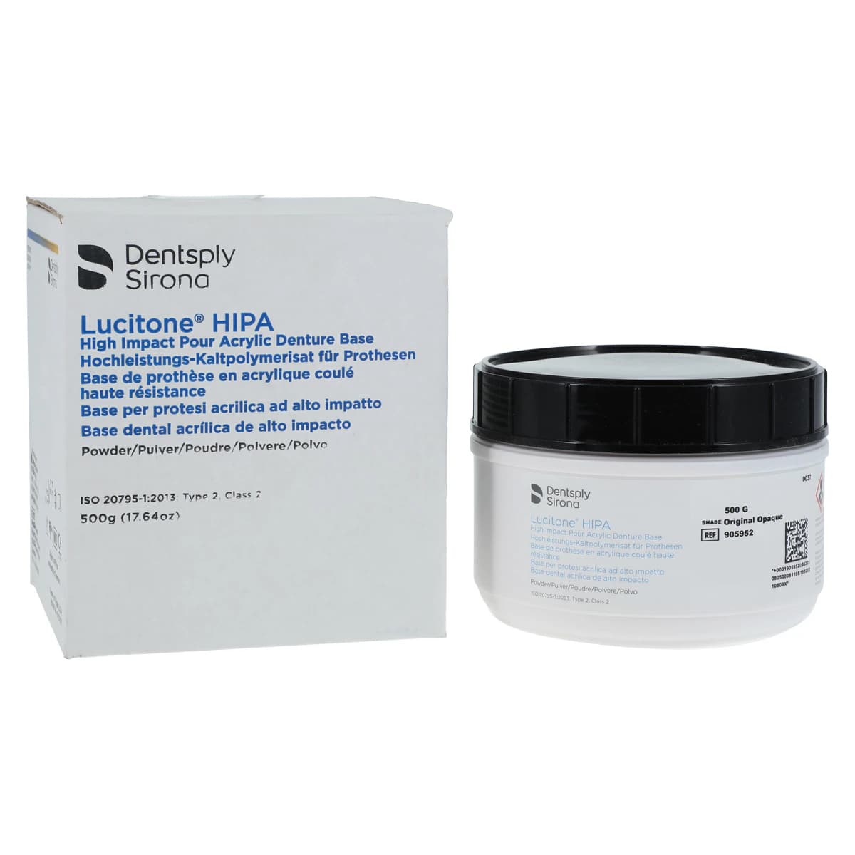 Lucitone HIPA Pourable Denture Base Acrylic Powder, Original Opaque, 500g, 905952 - Original Opaque Lucitone HIPA Powder 500g - Image 1