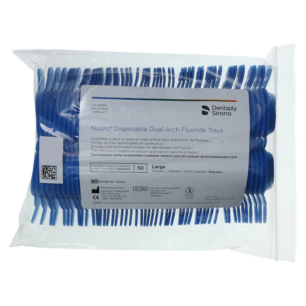 Nupro Dual Arch Hinged Fluoride Trays, Large, Blue, 50/Bag, 130083 thumbnail 3