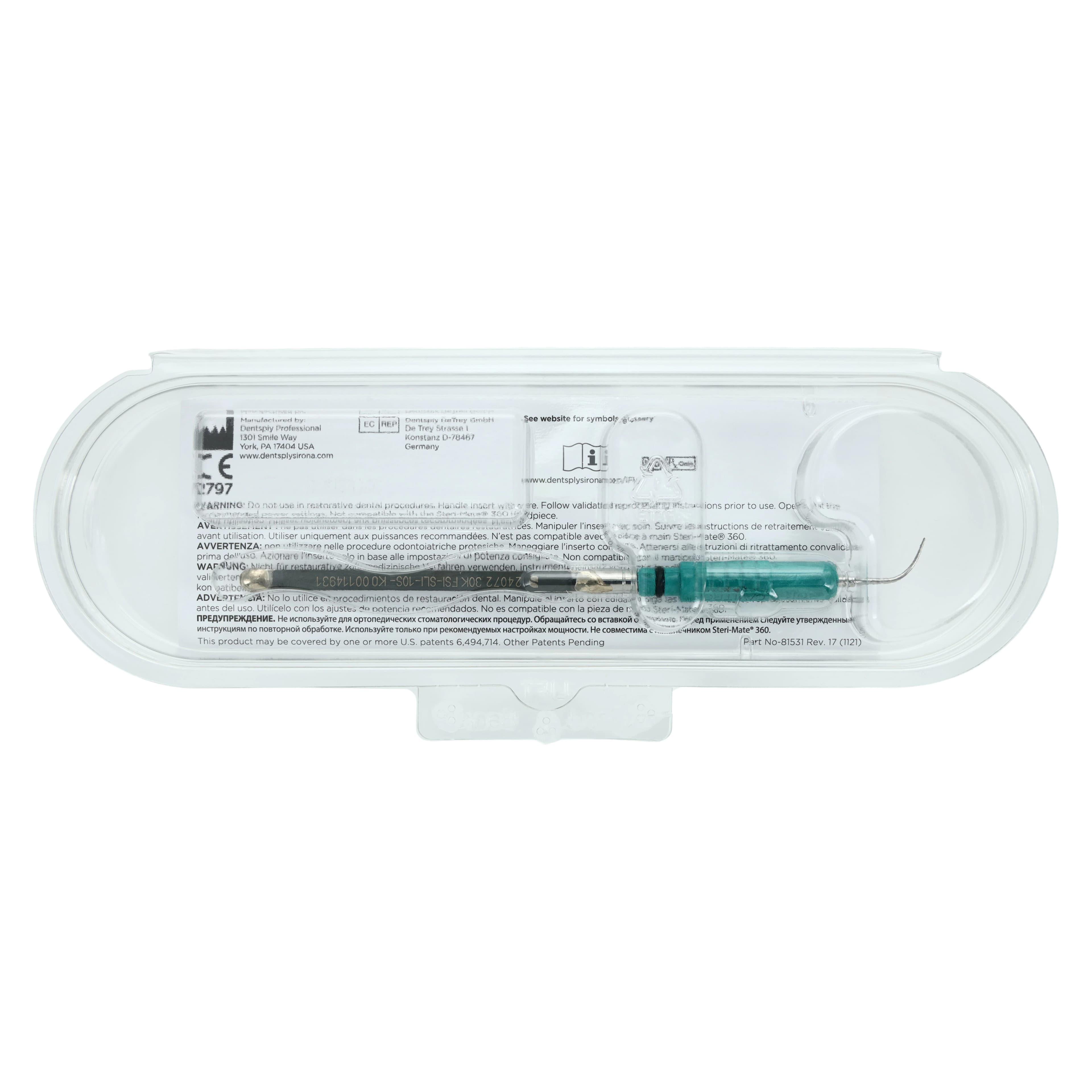 Dentsply Cavitron FSI-SLI 10S Focused Spray SlimLine Ultrasonic Insert, 30K, Straight, Dark Green, 1/Pk, 80395 thumbnail 6