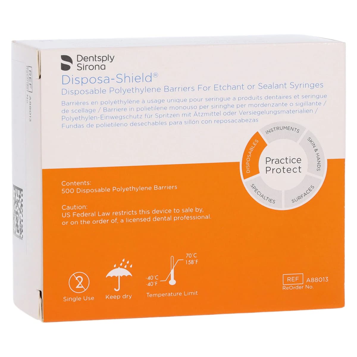 Disposa-Shield Syringe Barrier, Standard Delivery, Clear Polyethylene, 7.5" x 1.375", 500/Box, A88013 - Disposa-Shield, for Syringe-Type Delivery Systems, 7.5" x 1.375", 500/Pk - Image 1