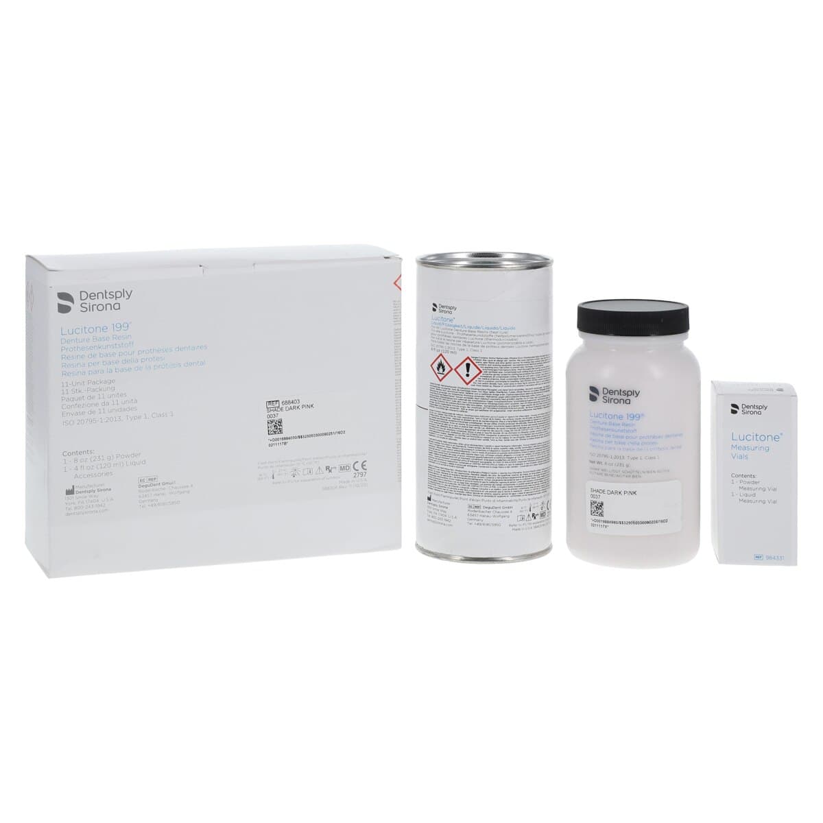 Lucitone 199 Dark Pink Denture Base Resin, 11-Unit Package, 231g Powder + 120ml Liquid thumbnail 2