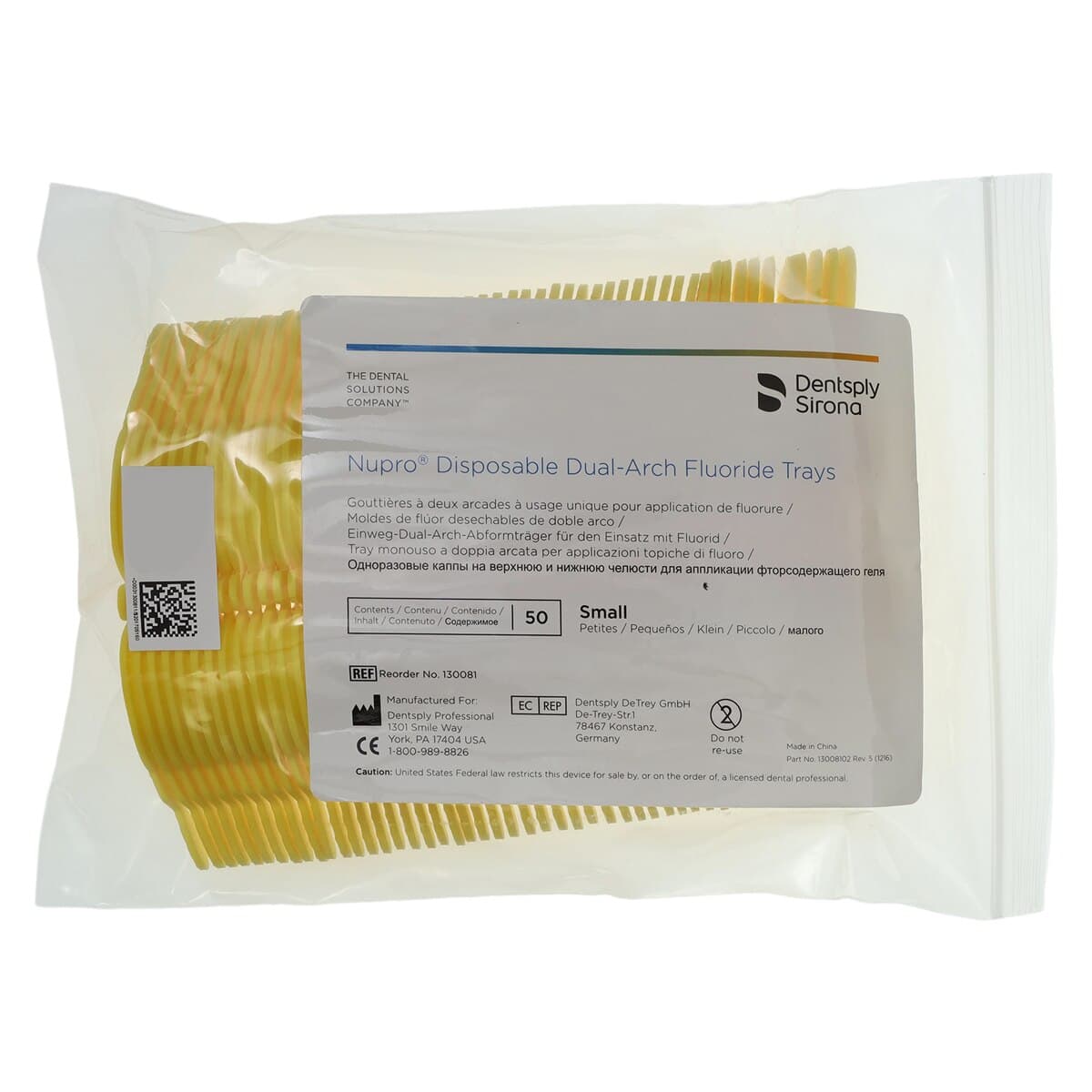 NUPRO® Dual-Arch Hinged Fluoride Tray, Small, Yellow, 50/Pkg, 130081 thumbnail 3