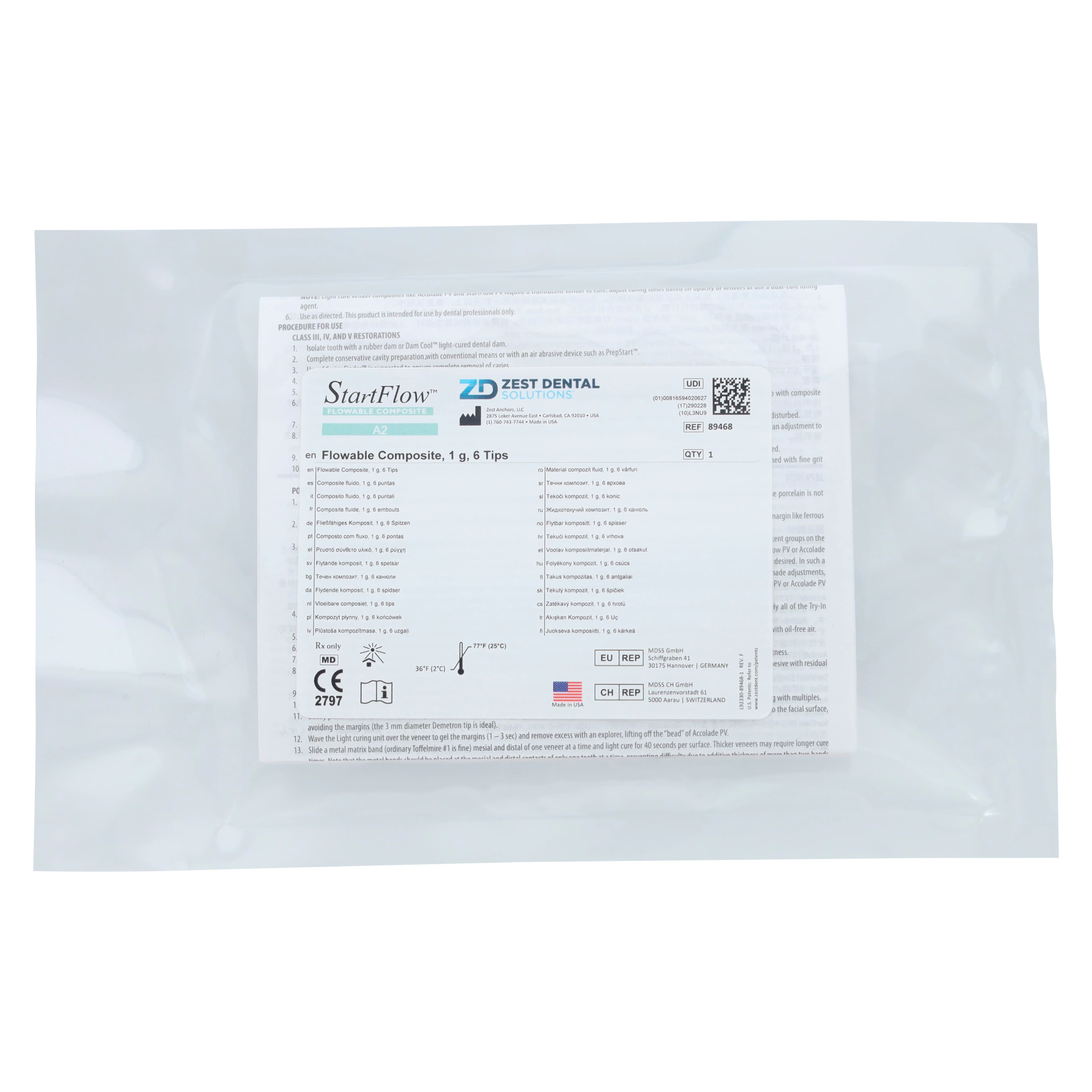 StartFlow Light-Cure Flowable Micro-Hybrid Composite, Shade A2, 1g Syringe Refill, 1/Pk - StartFlow Light-Cure Flowable Micro-Hybrid Composite, Shade A2, 1gm Syringe, 1/Pk - Image 1
