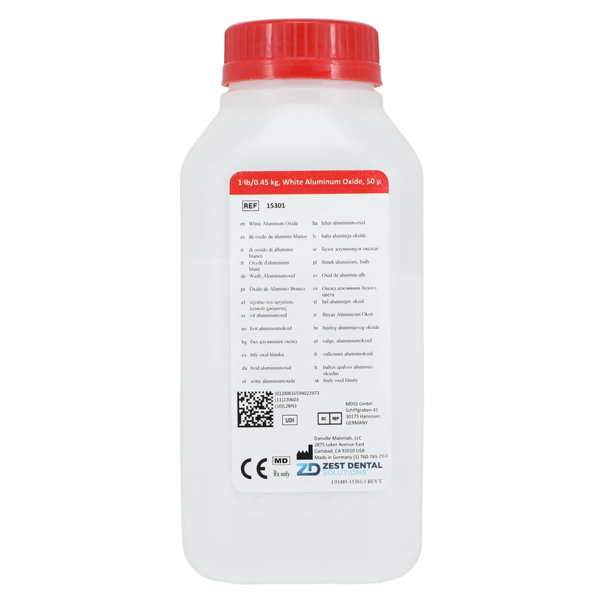 Danville Materials Aluminum Oxide 50 Micron, 1 lb White, Medical Grade Alpha Alumina, 15301 - Aluminum Oxide - 50 Micron - 1 lb White - Image 1