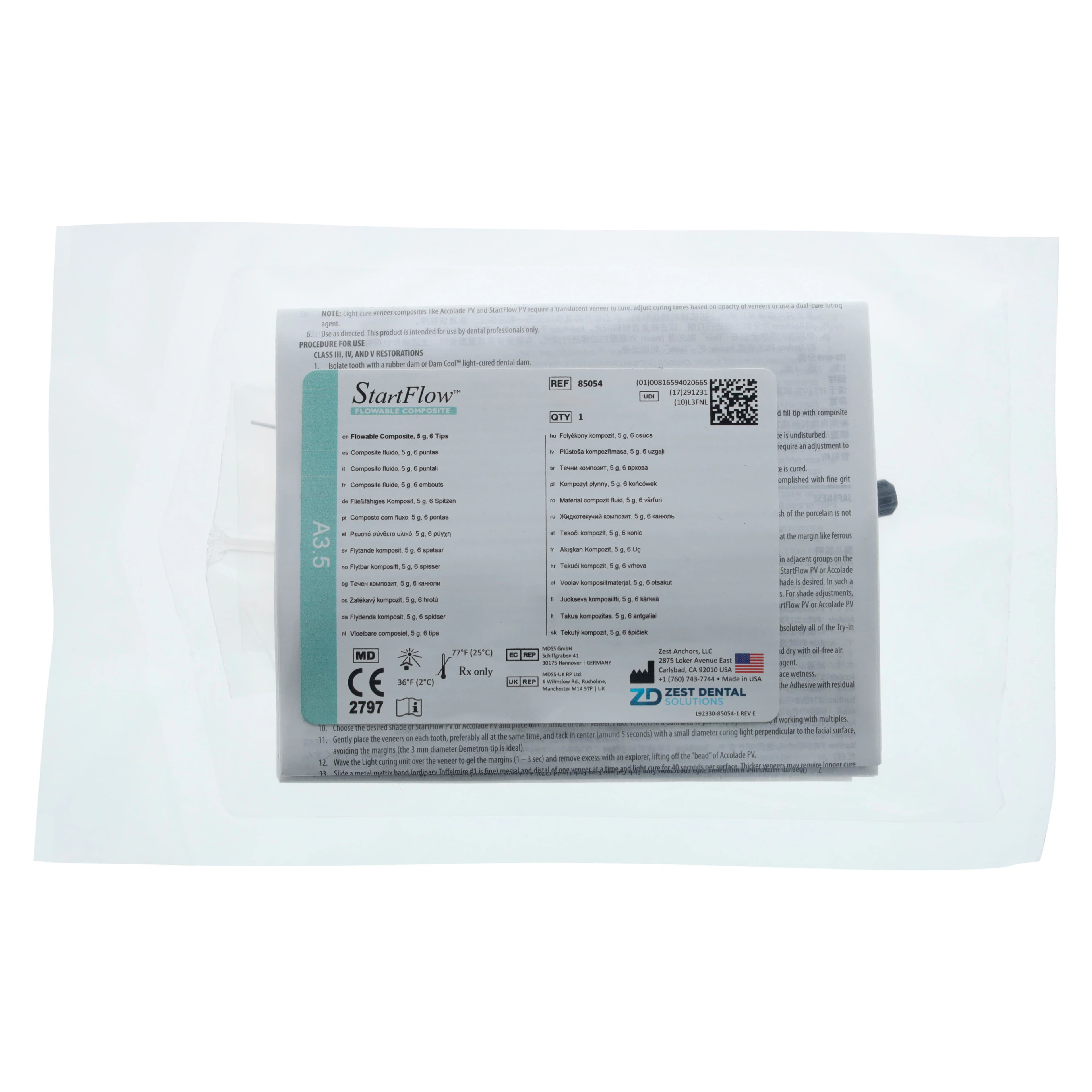 StartFlow Flowable Composite, Light-Cure, Syringe Refill, Shade A3.5, 5 g, 1/Pk, 85054 thumbnail 2