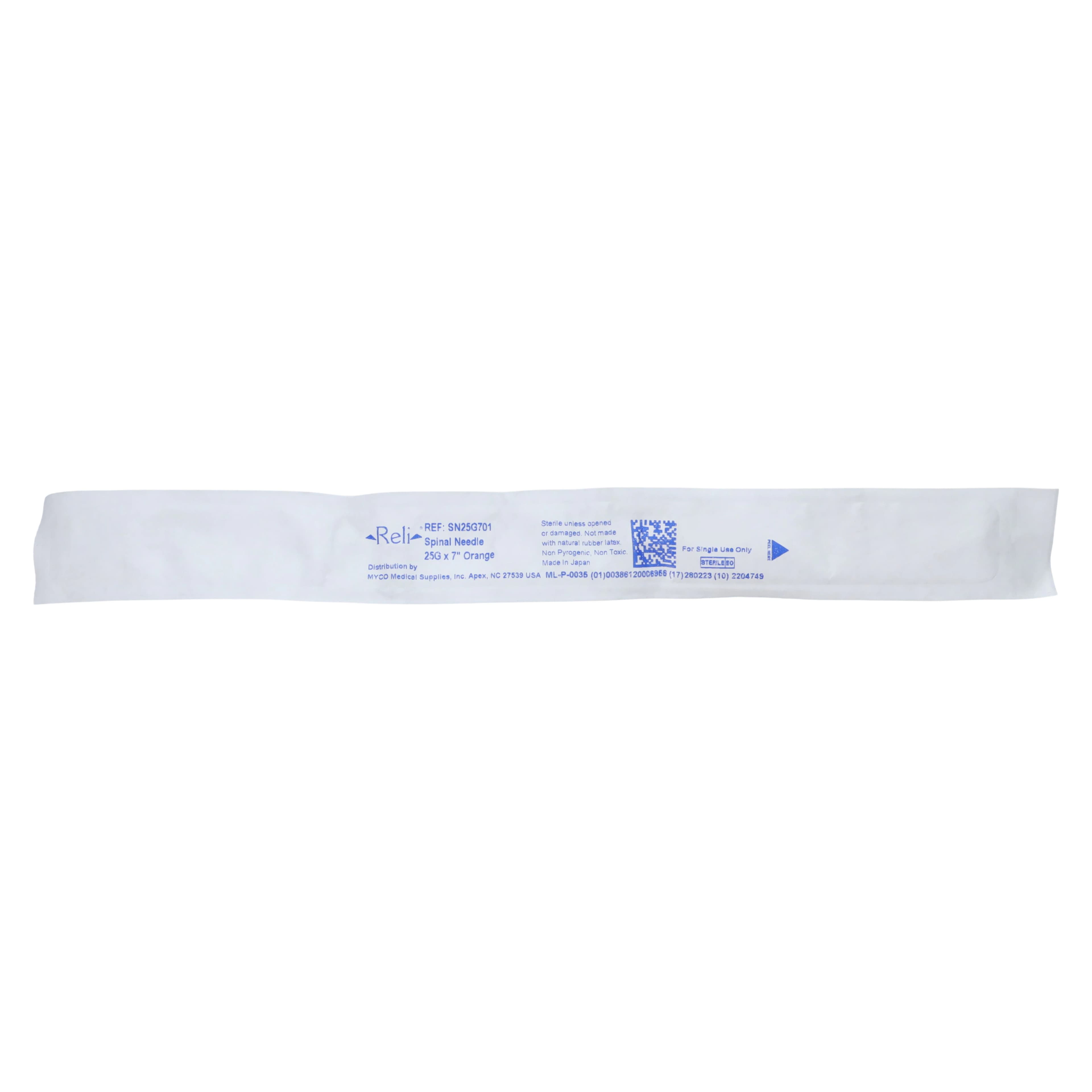 Myco Medical Reli Quincke Point Spinal Needle, 25G x 7", Sterile, Orange, 25/Bx, SN25G701 thumbnail 2