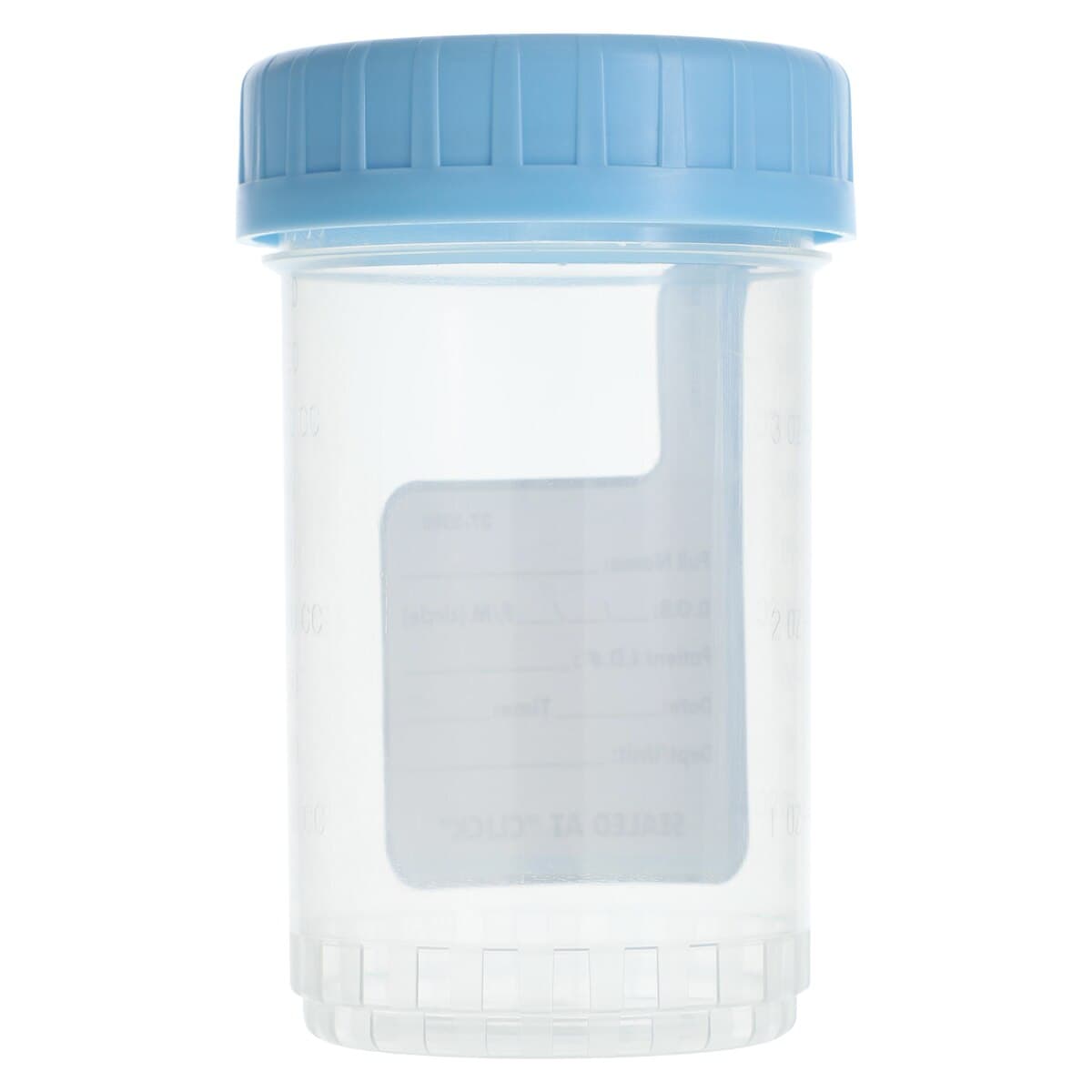 Medegen ClickSeal Specimen Container, 120 mL, Sterile, Translucent with Blue Screw Cap, 300/Case thumbnail 2