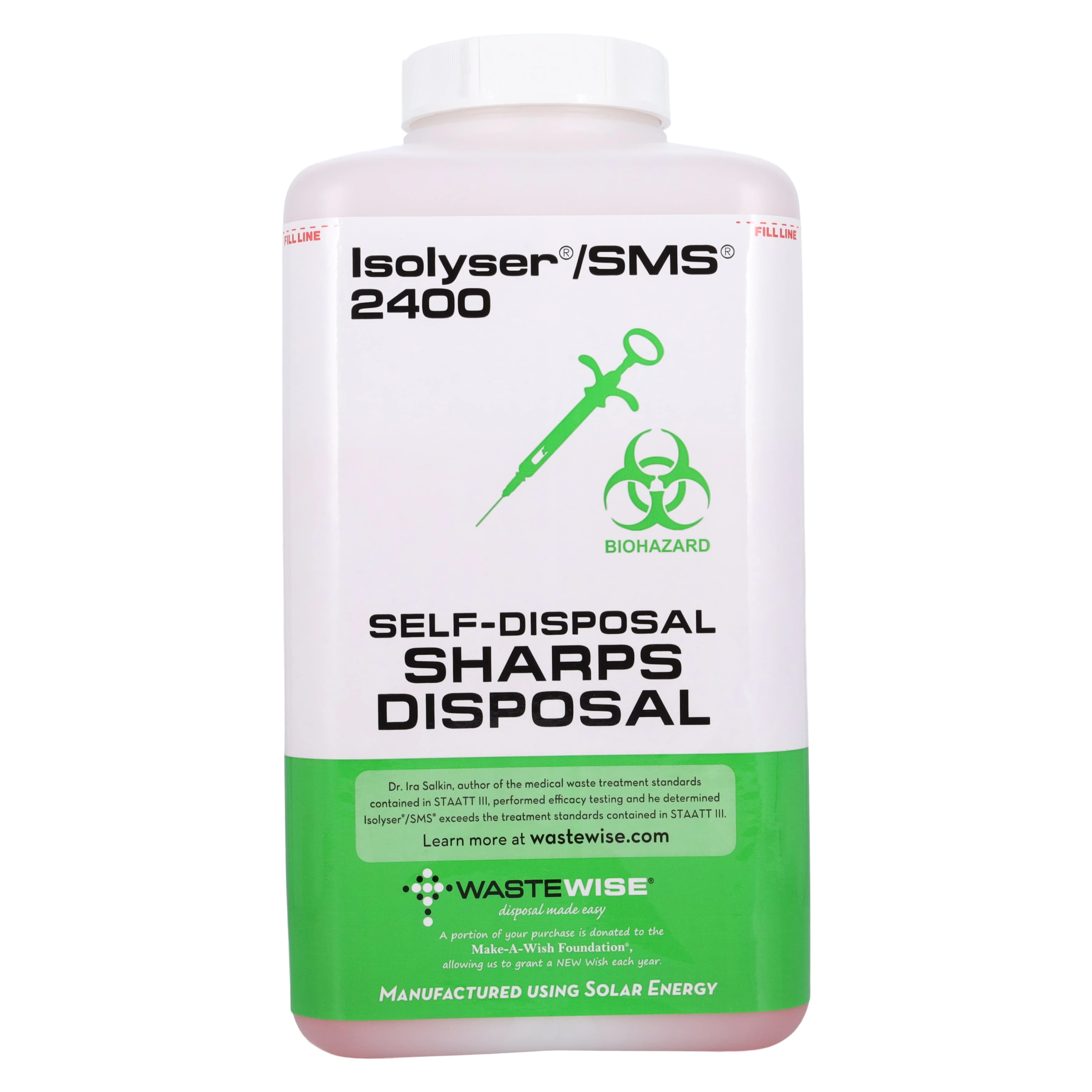 Isolyser SMS 2400 Sharps Self-Disposal System, 3 Liter (0.8 Gallon), White, SMS2400 thumbnail 2