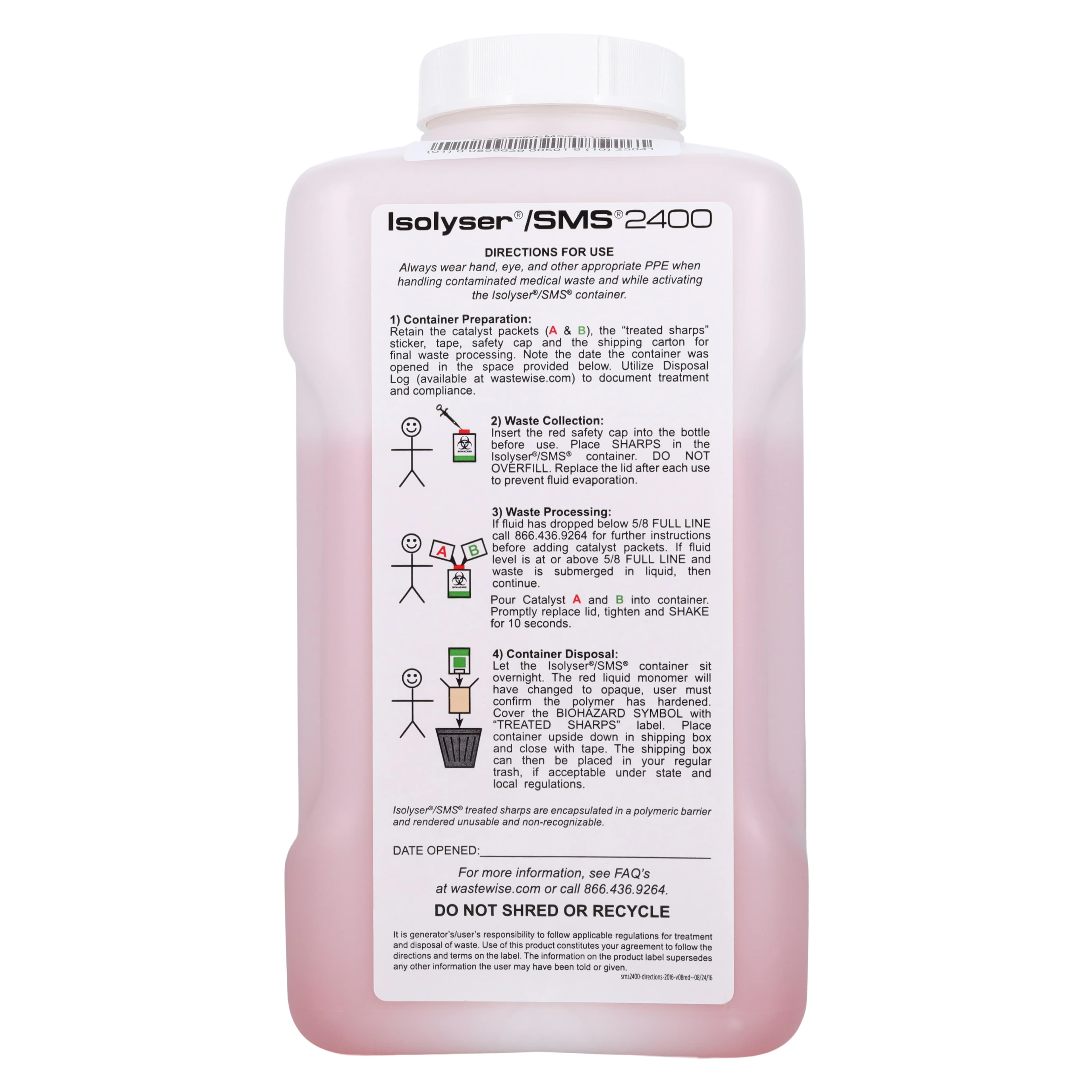 Isolyser SMS 2400 Sharps Self-Disposal System, 3 Liter (0.8 Gallon), White, SMS2400 thumbnail 4