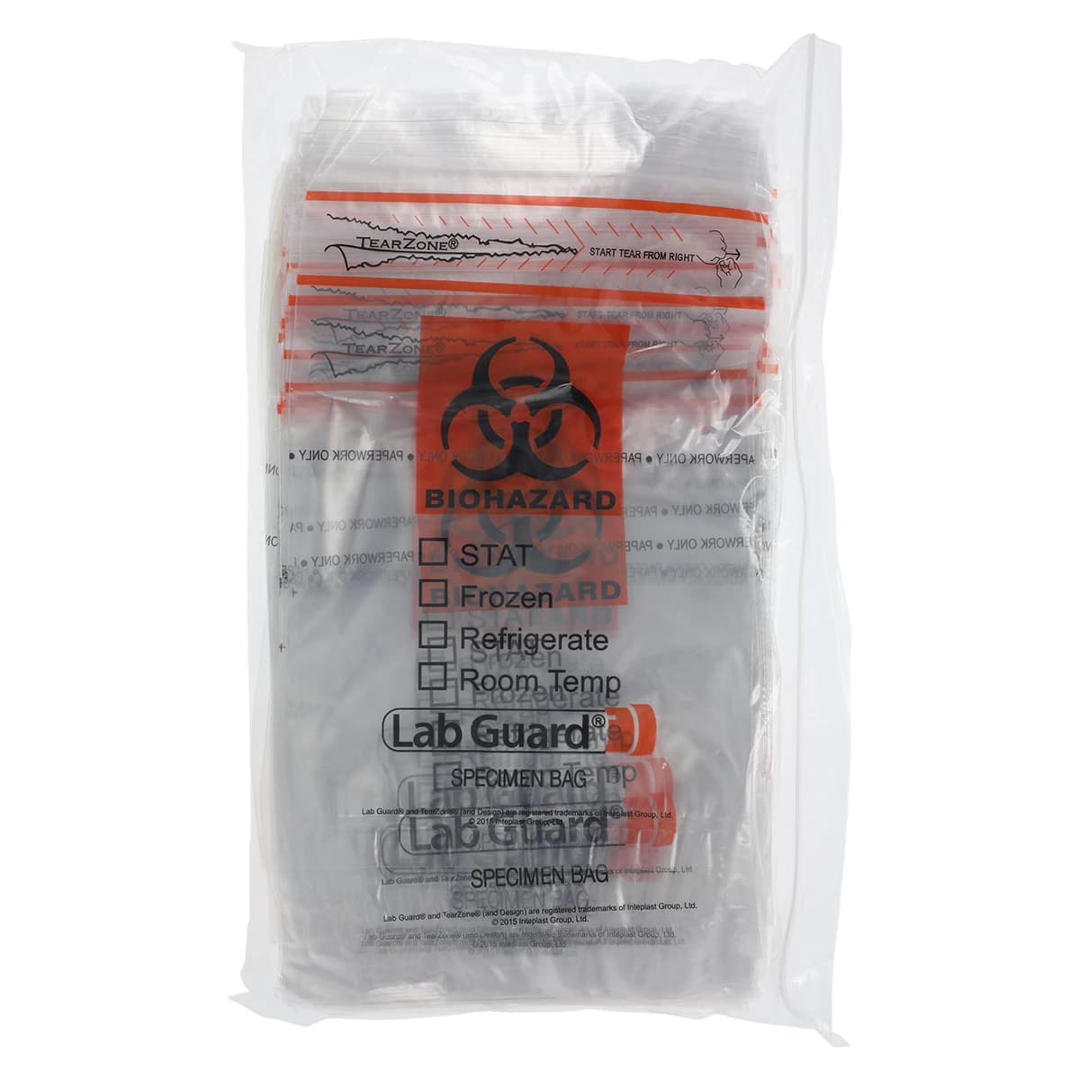 Medegen Specimen Transport Bag, 6" x 9", Clear/Black/Orange, Zip/Flap Closure with Pouch, 1000/Case thumbnail 2