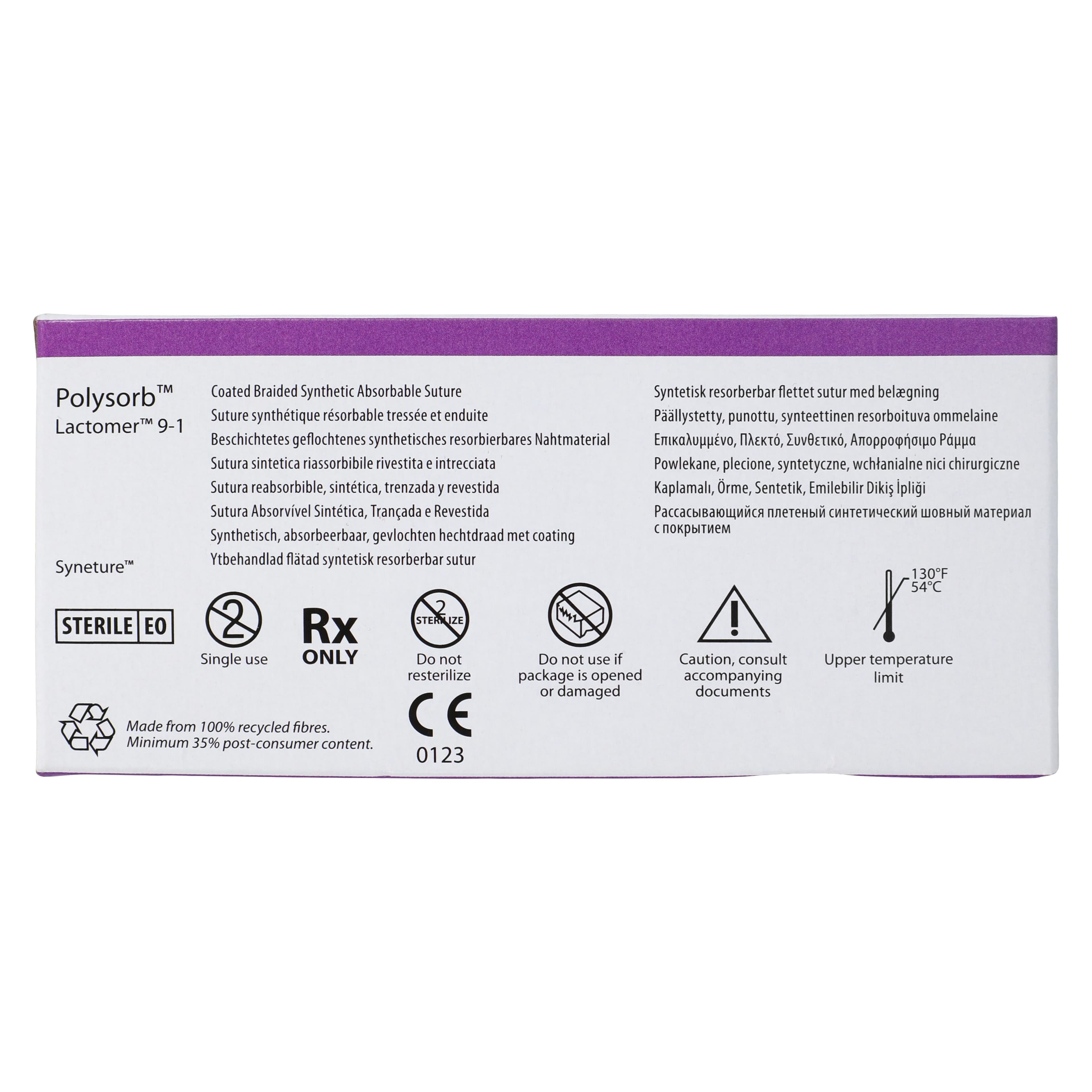 Medtronic Polysorb Absorbable Suture, 5-0, 18", P-22 Premium Reverse Cutting 1/2 Circle Needle 13mm, Undyed, 12/Case thumbnail 6