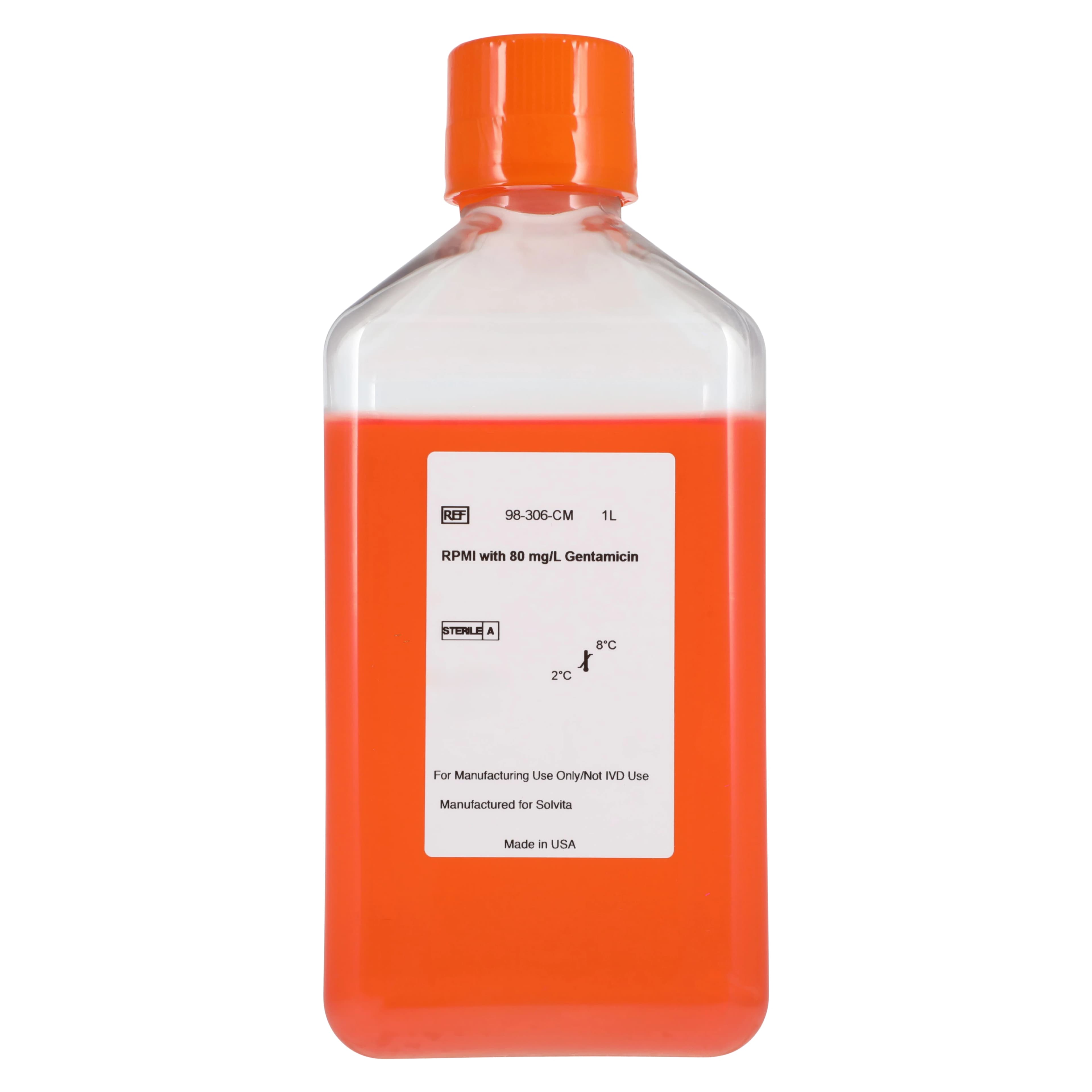 RPMI 1640 Medium with Gentamicin, 1L Bottle - RPMI Gentamicin 1L - Image 1