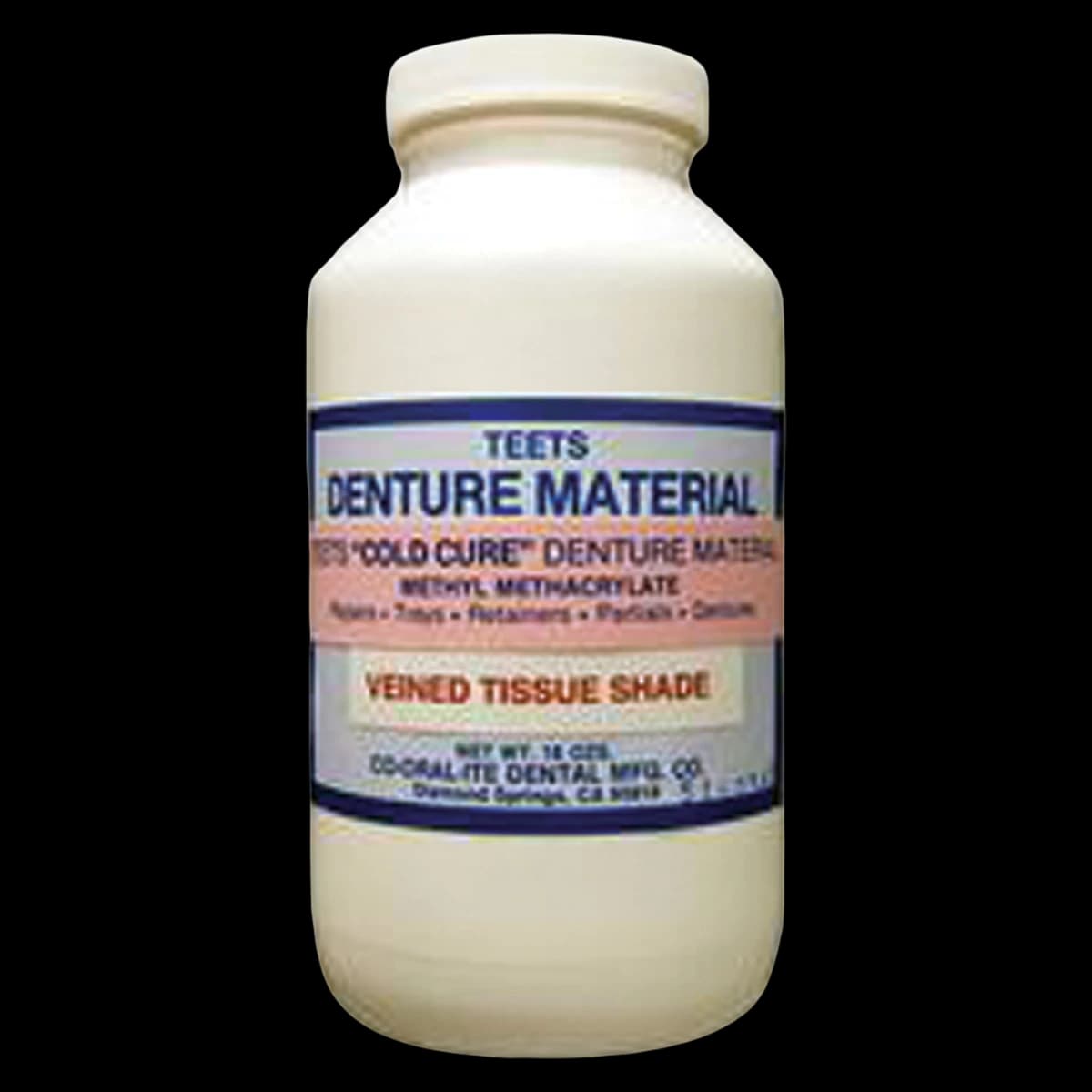 Teets Cold Cure Denture Base Powder, Veined Tissue Shade, 1 lb (Co-Oral-Ite) - Teets Denture Material – Cold Cure, Powder and Liquid - Powder, Vein Tissue, 1 lb - Image 1