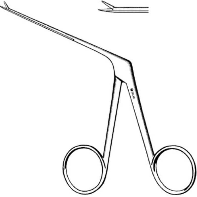Sklar Micro Alligator Forceps, Straight, Serrated Jaw 0.6mm, 3-1/4" (8.3cm), Stainless Steel, Each - Forceps Ear Serrated Jaw .6mm - Image 1