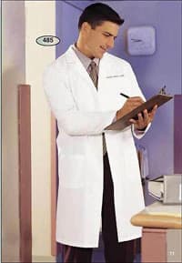 Fashion Seal Men's White Knee-Length Lab Coat, 65% Polyester / 35% Cotton, 3 Pockets, 41 in, Size 46 - Labcoat Knee Lenght 46 - Image 1