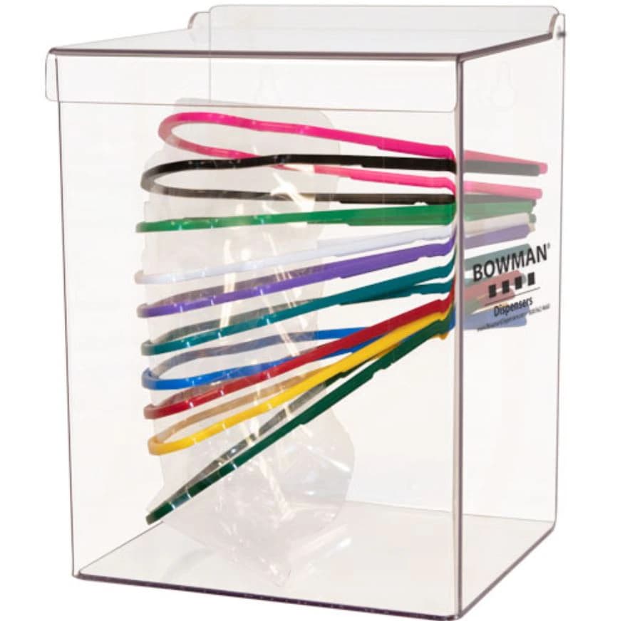 Bowman Mask Bulk Dispenser, Clear PETG Plastic, Cone Style Face Mask Holder with Pivot Hinge Lid, 1 Each - Mask Bulk Dispenser Clear - Image 1