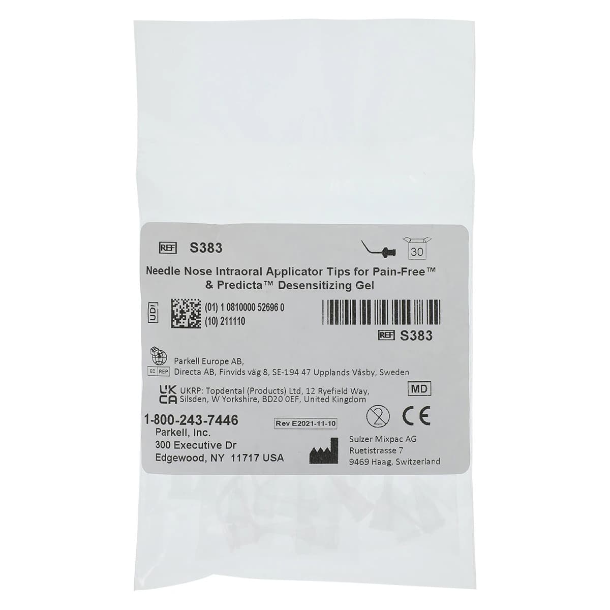 Parkell Gel Applicator Tips, Refill, Curved, Clear, Luer Lock, 30/Pk, S383 - Gel Applicator Tips, Refill, 30/Pk, S383 - Image 1