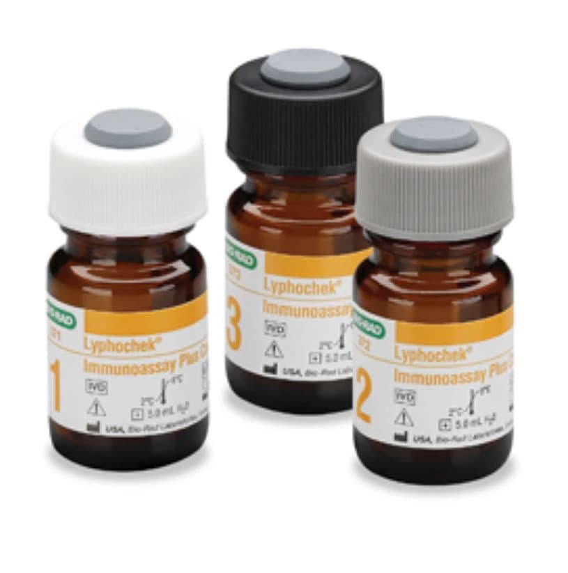 Bio-Rad Lyphochek Immunoassay Plus Control, Tri-Level (Level 1-3), 5mL, Lyophilized, Serum Based, 12/Box - Immuno Assay + Ctrl Tri-Lev - Image 1