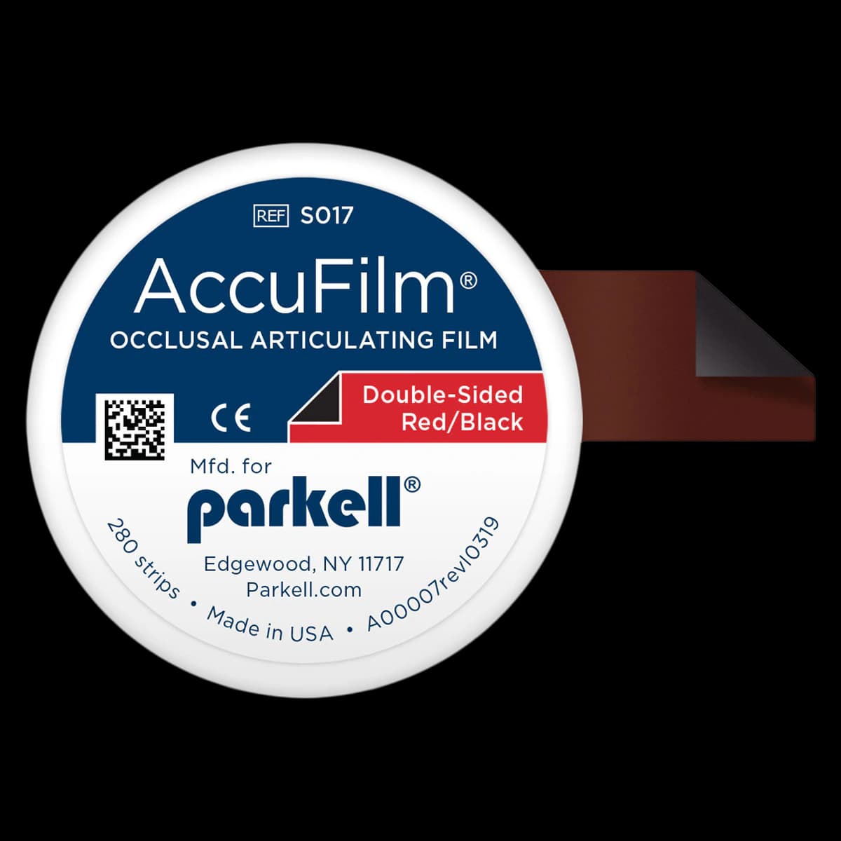 AccuFilm II Double-Sided Articulating Film, Red/Black, Pre-Cut Strips, 3-1/2" x 7/8", 21 Microns, 280/Pkg, S017 - AccuFilm II Double-Sided Red/Black 280/Strips - Image 1