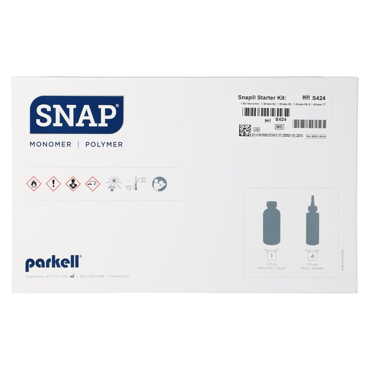 Parkell SNAP Self-Cure Temporary Crown & Bridge Resin Intro Kit, 4 Powders & 1 Liquid, S424 thumbnail 8