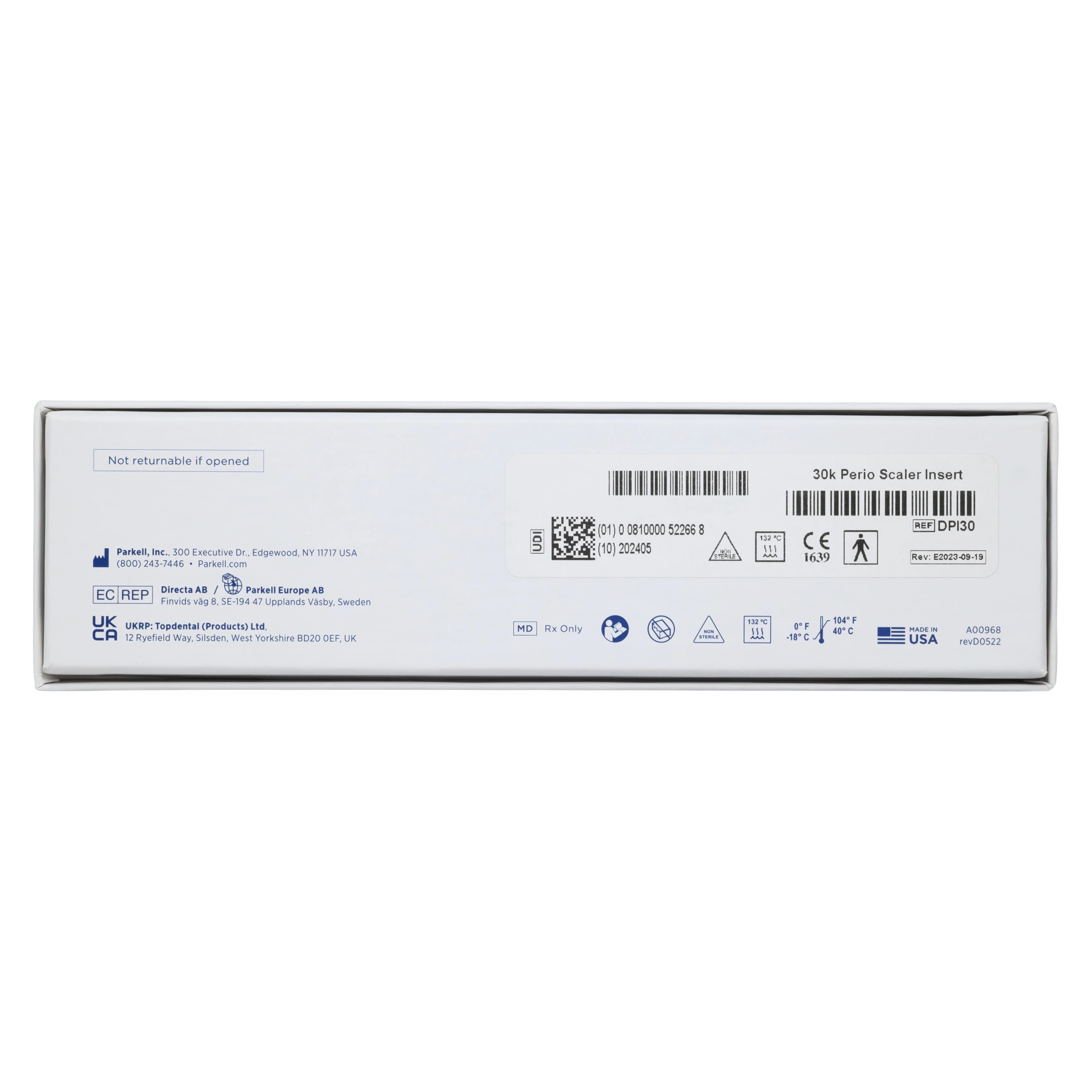 Parkell Straight Perio Tip Internal Water Ultrasonic Scaler Insert, 30K, Stainless Steel, 1/Pk, DPI30 thumbnail 8