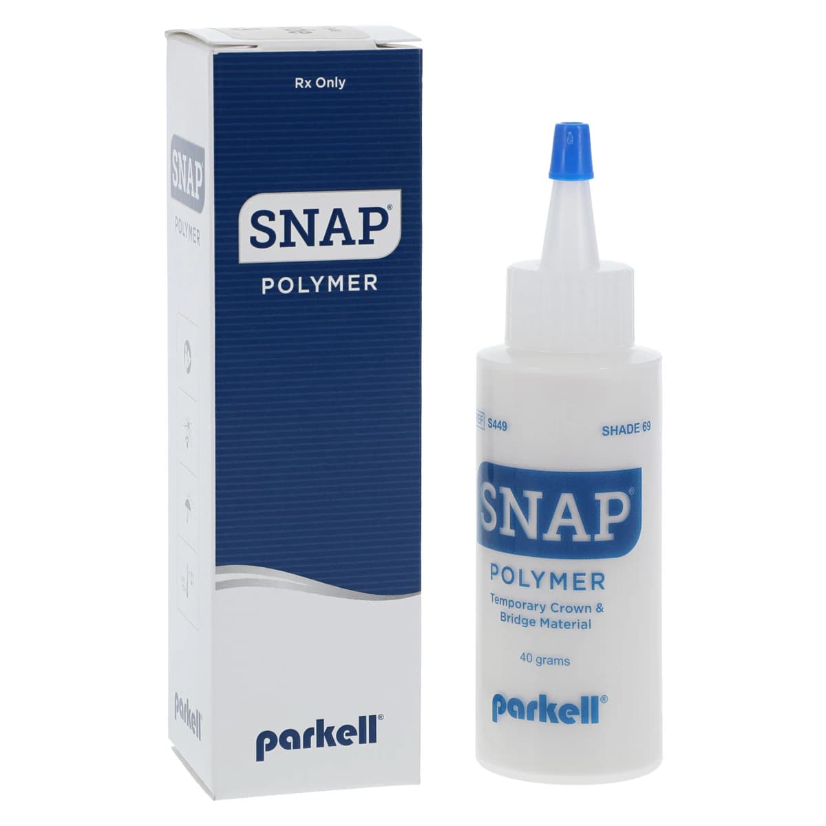 Parkell Snap Temporary Crown & Bridge Acrylic Powder, Shade #69 (C2/D4), 40 g Refill, S449 - Snap Temporary C&B Material, Polymer, Acrylic Powder, # 69, 40 g, C2/D4, 1/Pk, S449 - Image 1