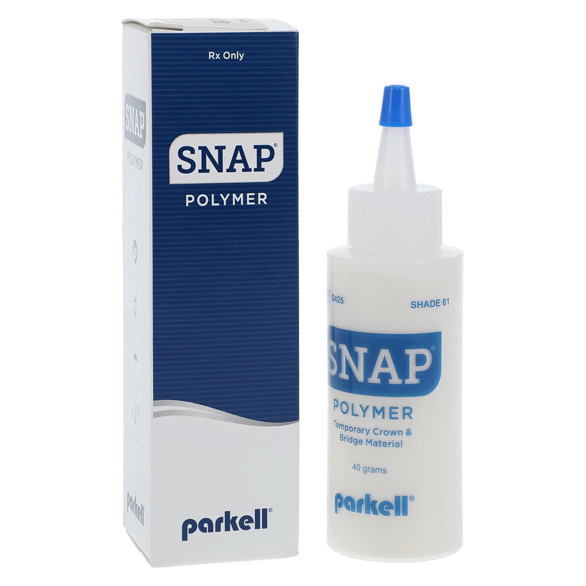 Parkell Snap Temporary Crown & Bridge Material, Self-Cure Acrylic Powder, Shade #61 (B2), 40 g Bottle, S425 - Snap Temporary C&B Material, Polymer, Acrylic Powder, # 61, 40 g, B2, 1/Pk, S425 - Image 1