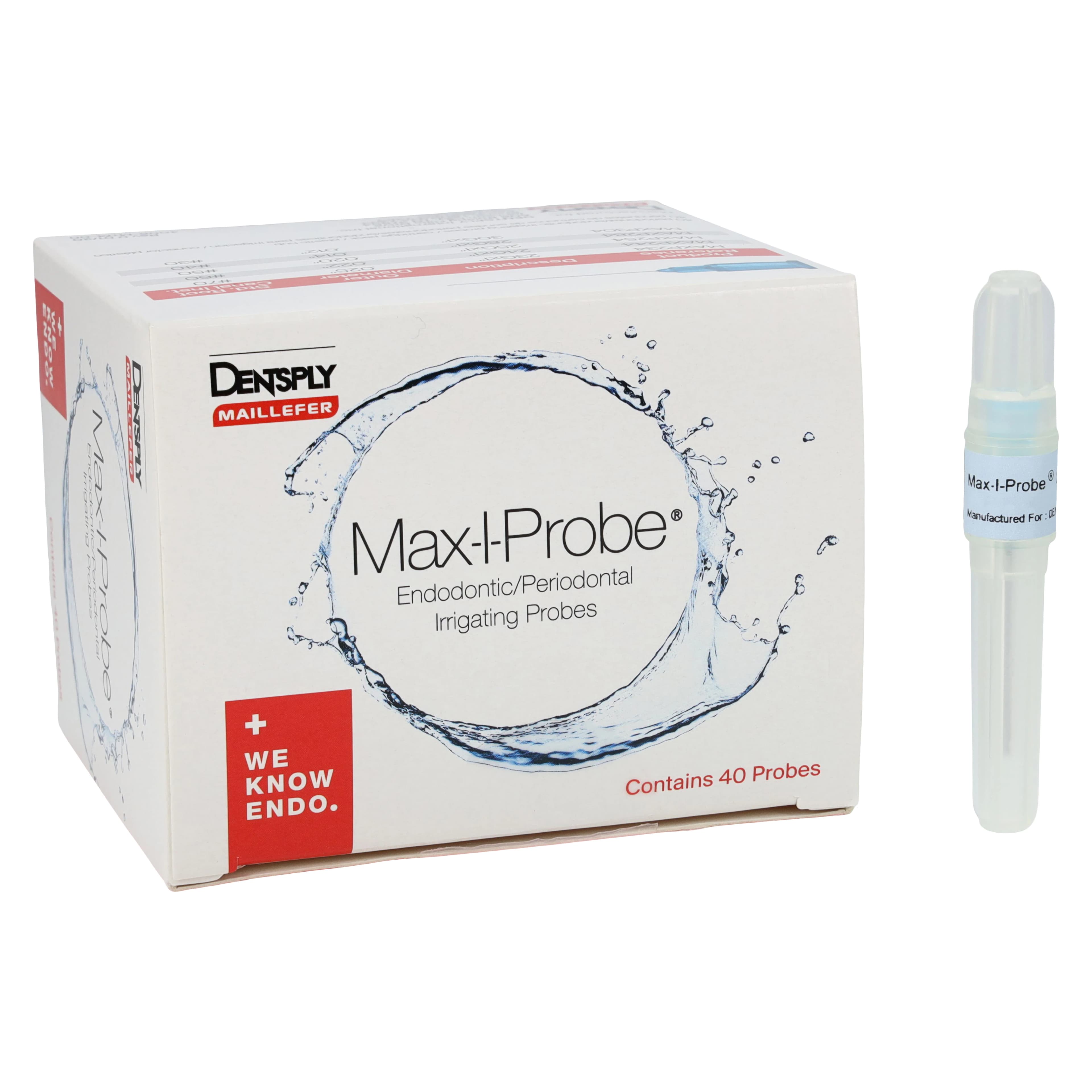 Max-i-Probe Endodontic/Periodontic Irrigation Probe, 23 Gauge x 1", Light Blue #70, 40/Box, MAXP234 - Max-i-Probe 40/Bx 23ga X 1" Light Blue - Image 1