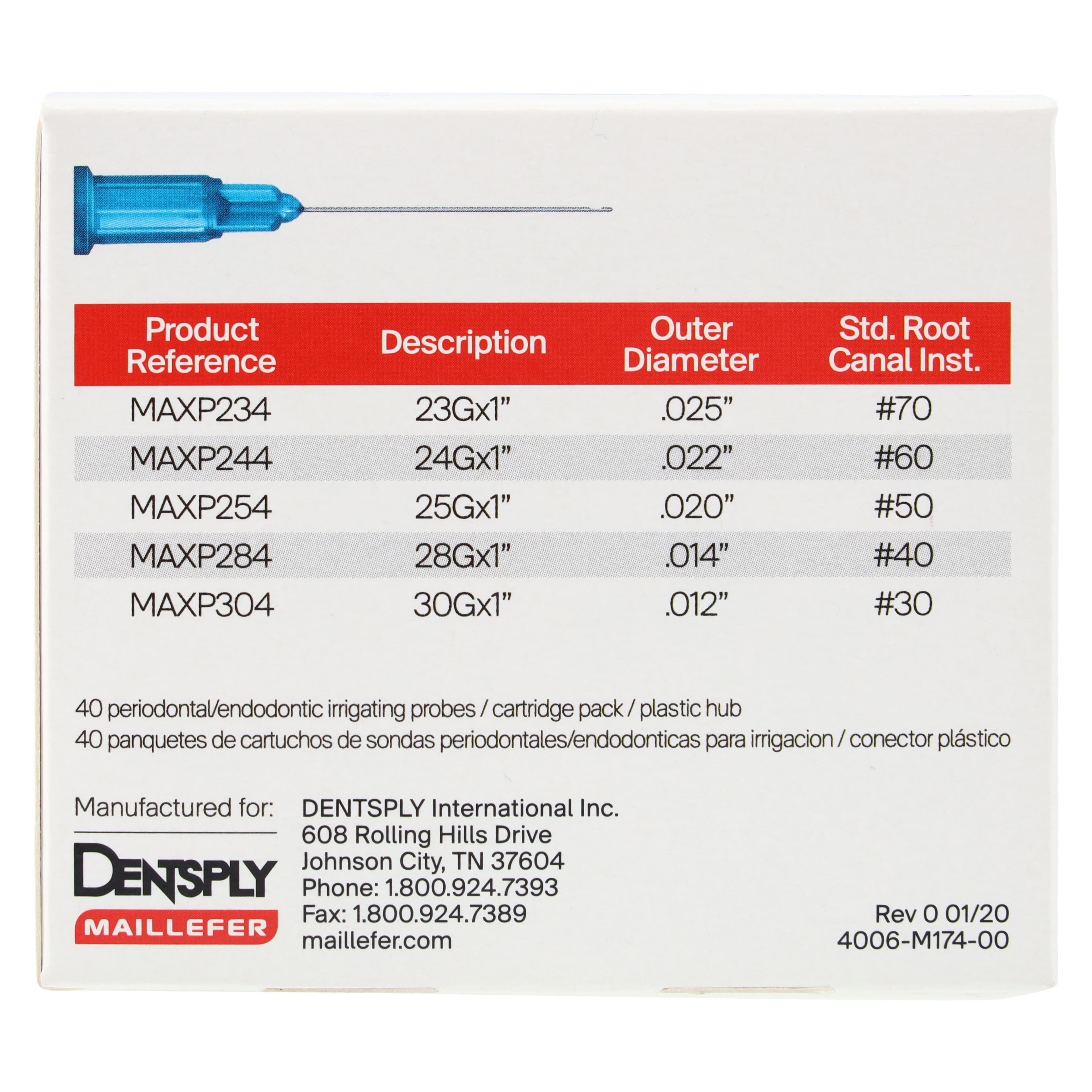 Max-i-Probe Endodontic/Periodontic Irrigation Probe, 23 Gauge x 1", Light Blue #70, 40/Box, MAXP234 thumbnail 5