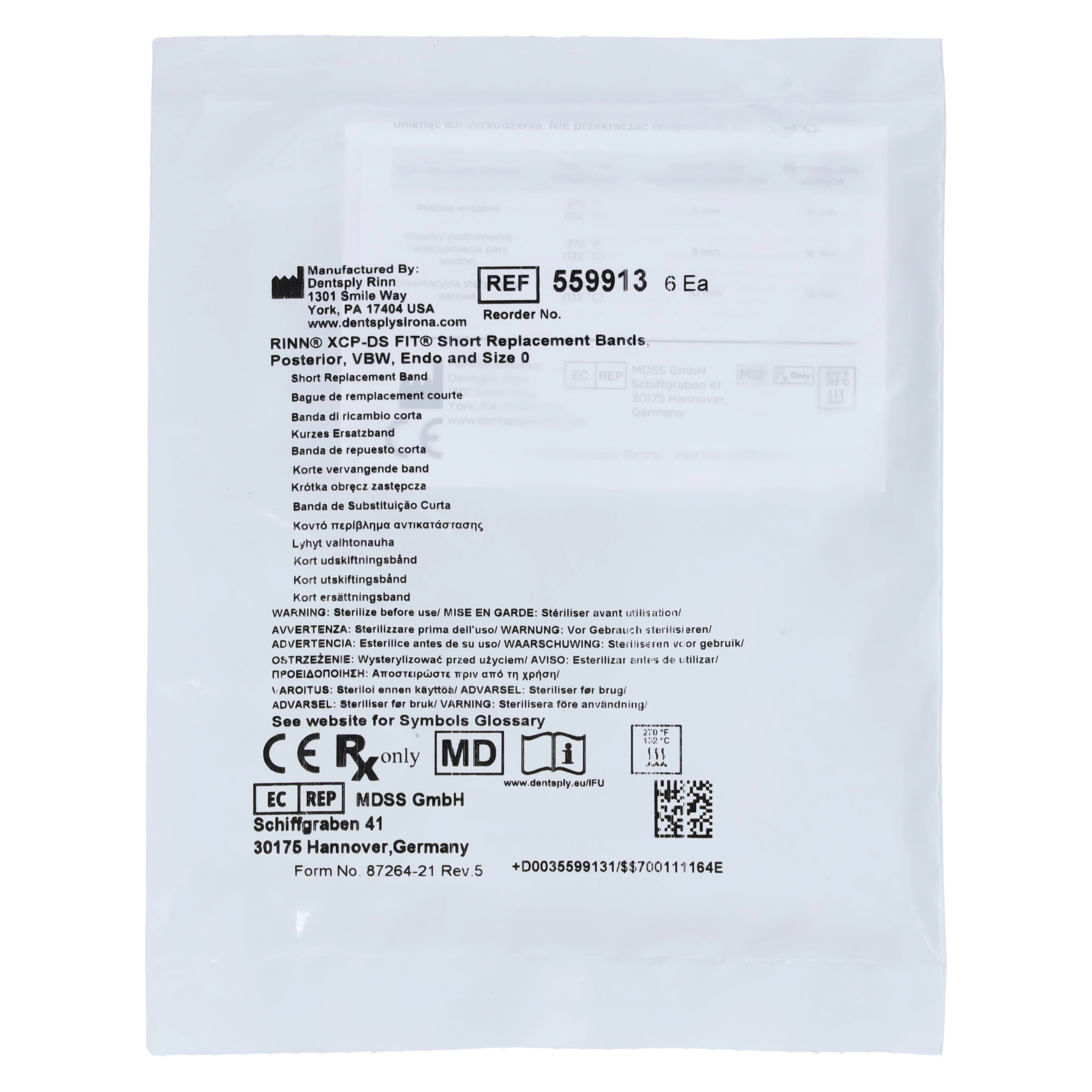 XCP-DS FIT Replacement Silicone Bands, Short, White, 6/Pk, 559913 thumbnail 2