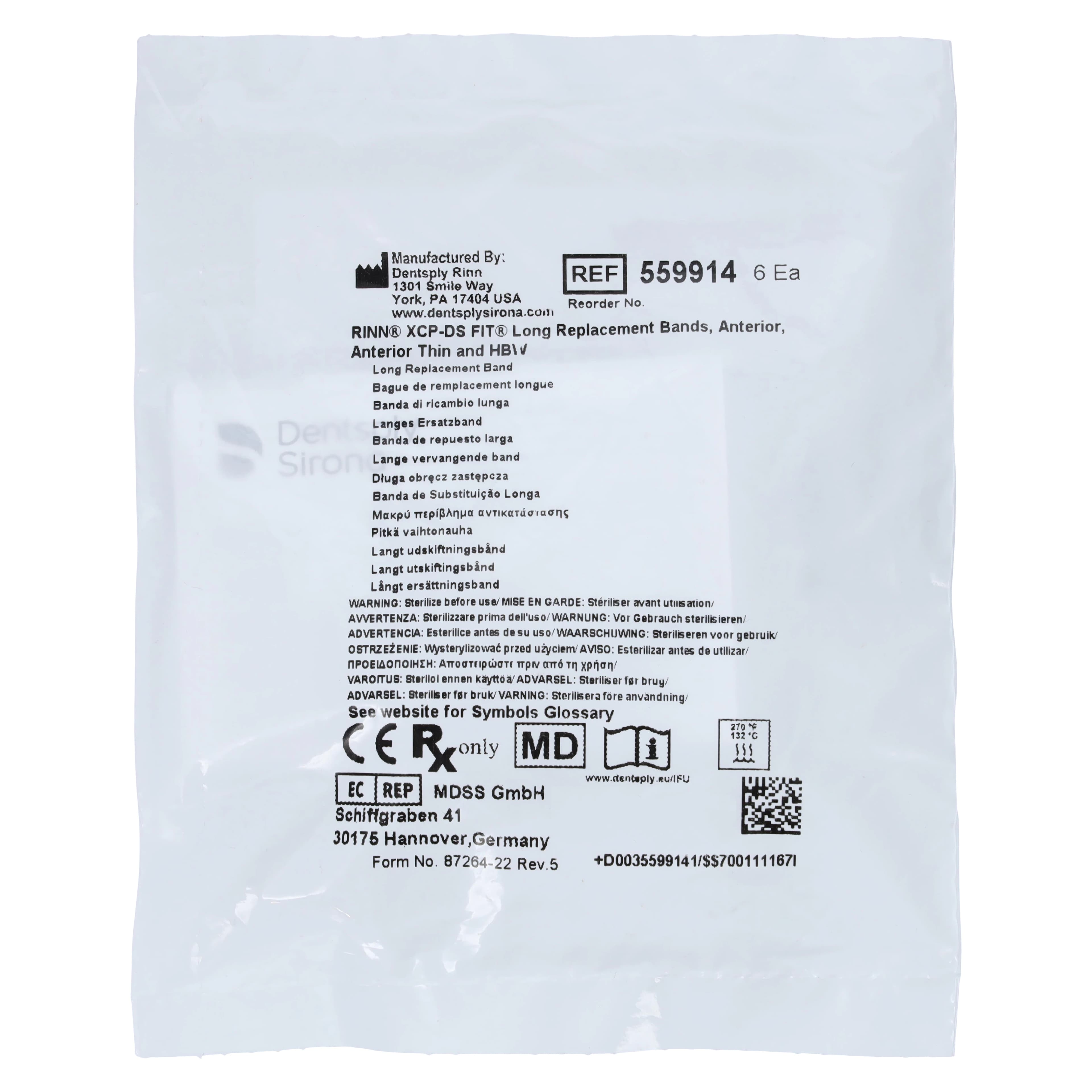 XCP-DS FIT Long Replacement Silicone Band, White, 6/Pack, 559914 thumbnail 2