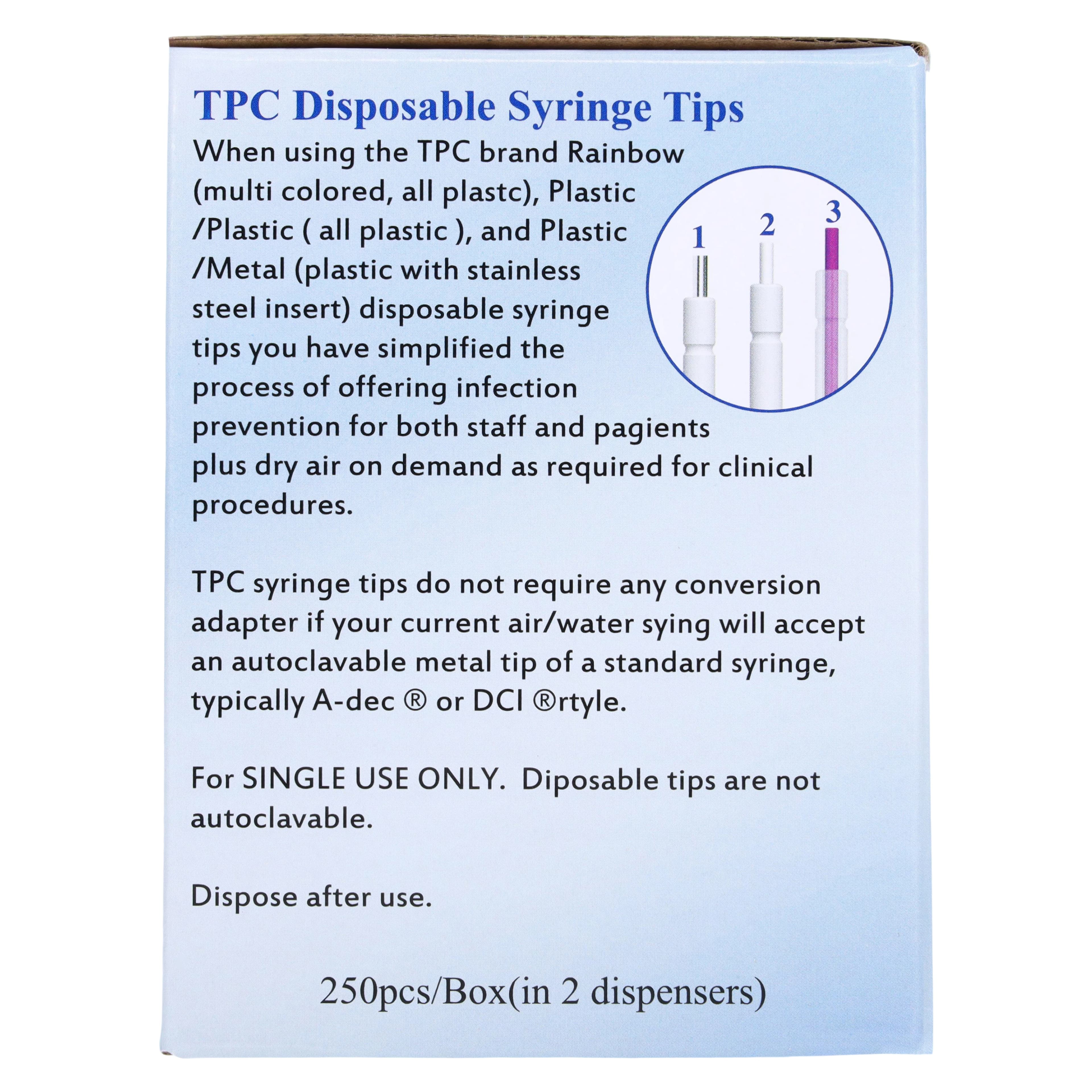 TPC Advanced Technology Rainbow Disposable Air/Water Syringe Tips, Assorted Colors, 250/Pkg, P7725 thumbnail 7
