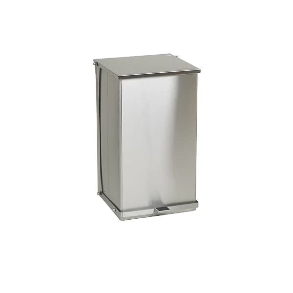 Detecto X-Large Step-On Trash Can, Stainless Steel, Full-Width Hinge Lid, Self-Closing, with Biohazard/Infectious Waste Adhesive Labels, Each - Trash Can Step-On Stnlss Steel - Image 1