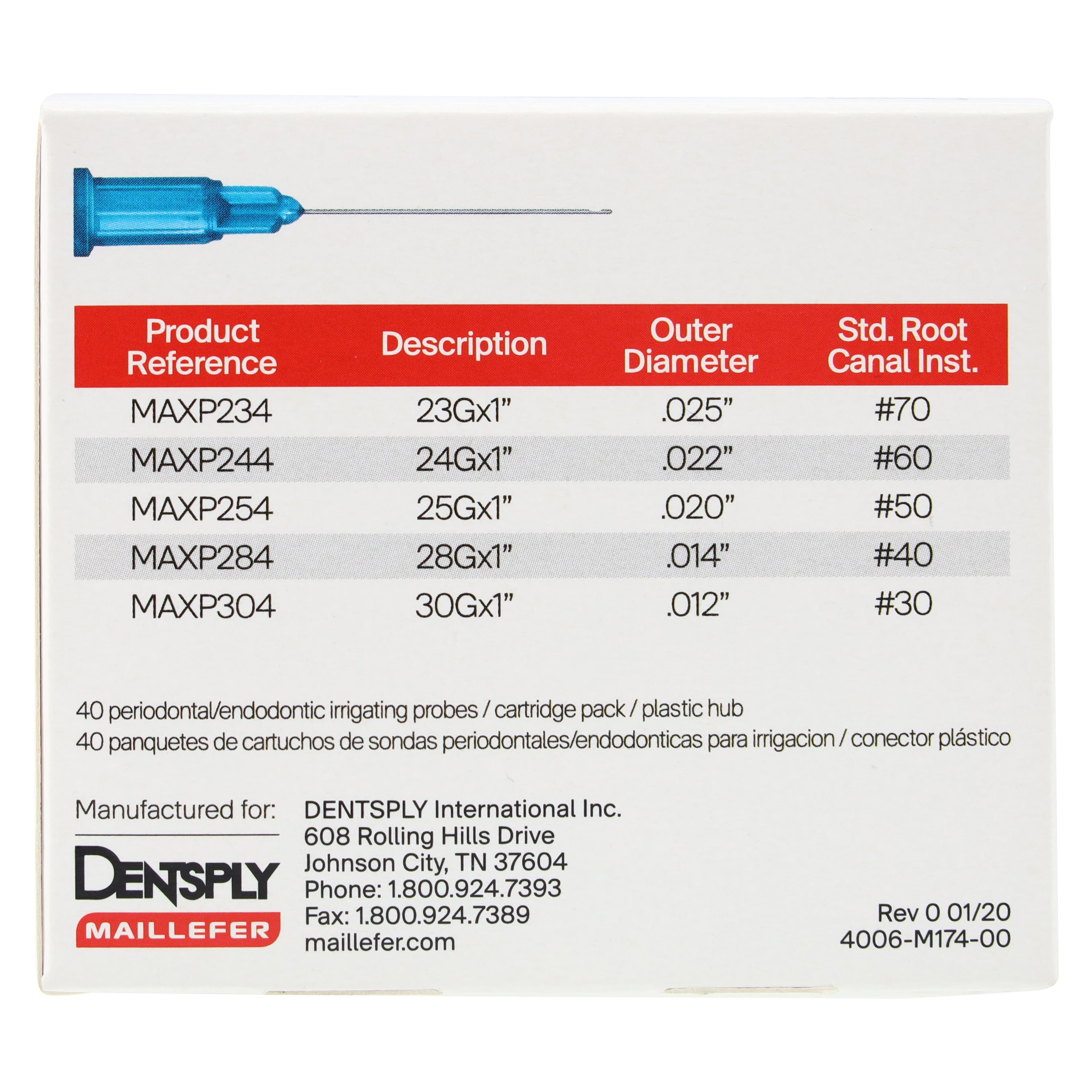 Max-i-Probe Endodontic/Periodontal Irrigation Probes, #60, 24 Ga x 1", Violet, 40/Pk, MAXP244 thumbnail 5