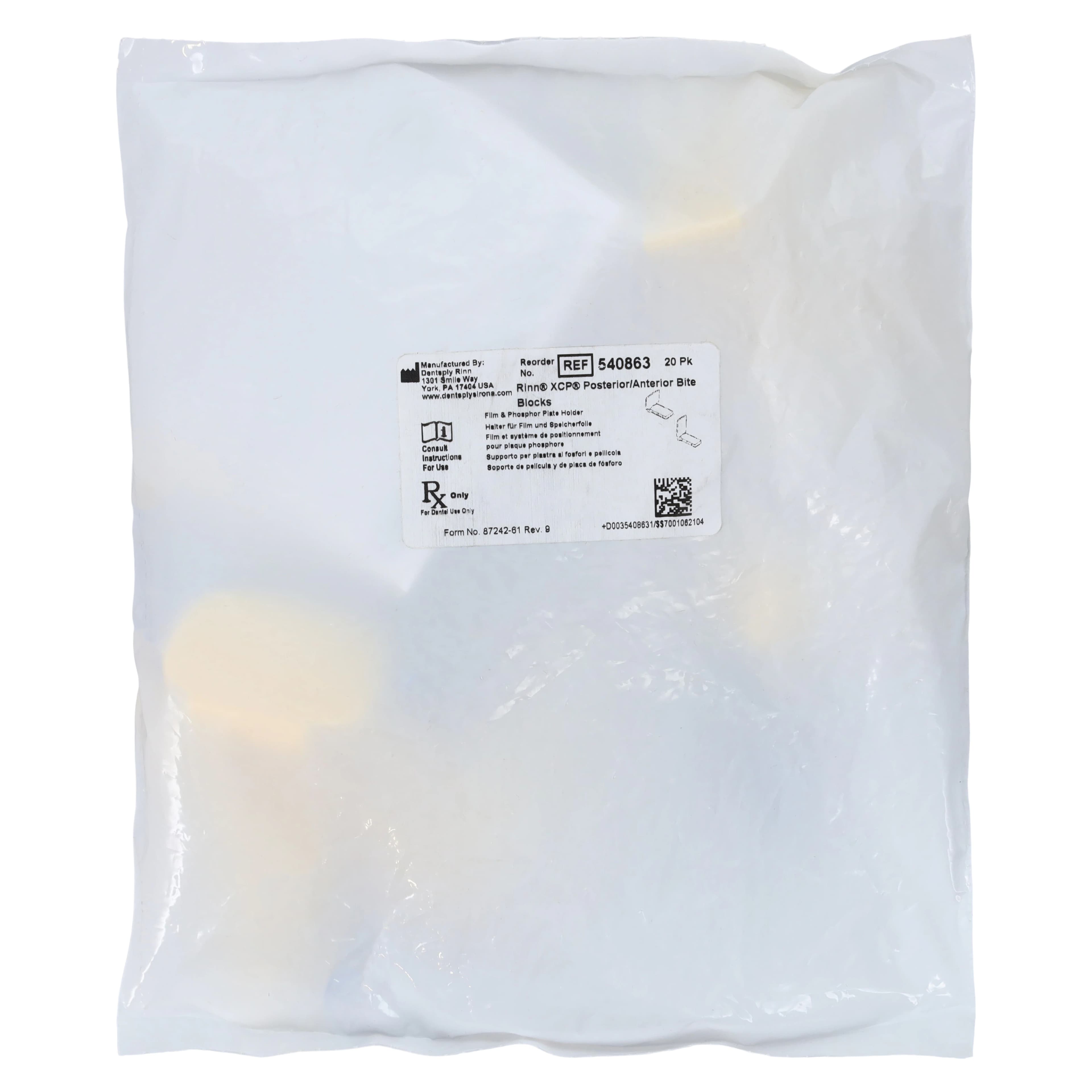 Dentsply Sirona XCP Color-Coded Anterior/Posterior Bite Blocks, Blue & Yellow, 20/Box (54-0863) thumbnail 2