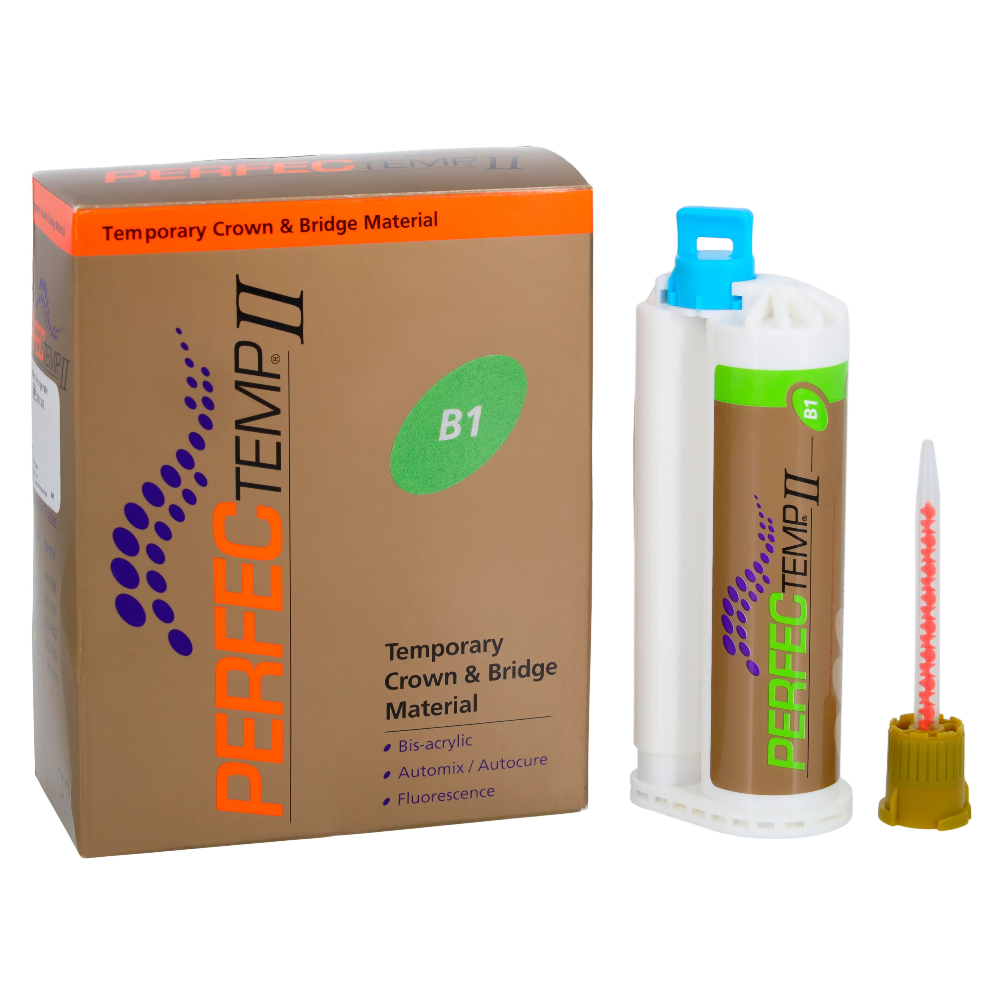 PERFECTemp II Automix Temporary Crown & Bridge Material Cartridge, Shade B1, 50 mL, Refill Package (1 Cartridge + 15 Mixing Tips), SPD1303 - PERFECTemp II Cartridge 50 mL B1 - Image 1