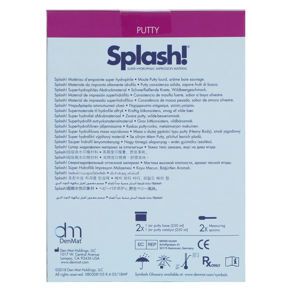 Splash! Regular Set Putty, VPS Impression Material, 250 mL Base & 250 mL Catalyst Jars, Wild Berry Scent, SPD1212 thumbnail 3