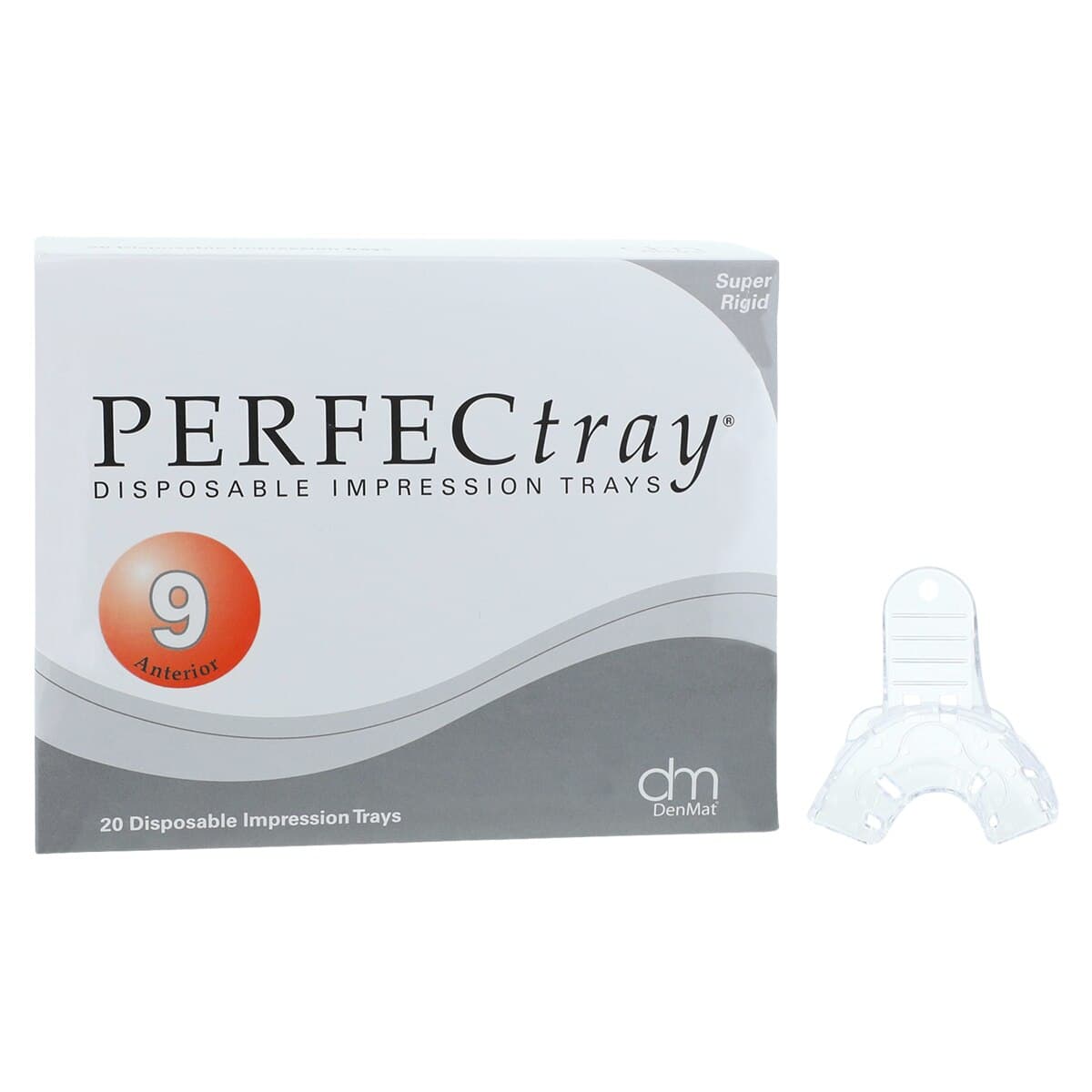 Perfectray Disposable Impression Tray, #9 Anterior, Perforated, Crystal Clear, Upper/Lower, 20/Pk - Perfectray #9 Anterior - Image 1