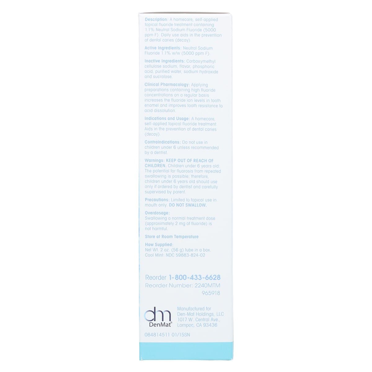 Pro-DenRx 1.1% Neutral Sodium Fluoride Gel, Cool Mint, 2 oz/Bottle thumbnail 5