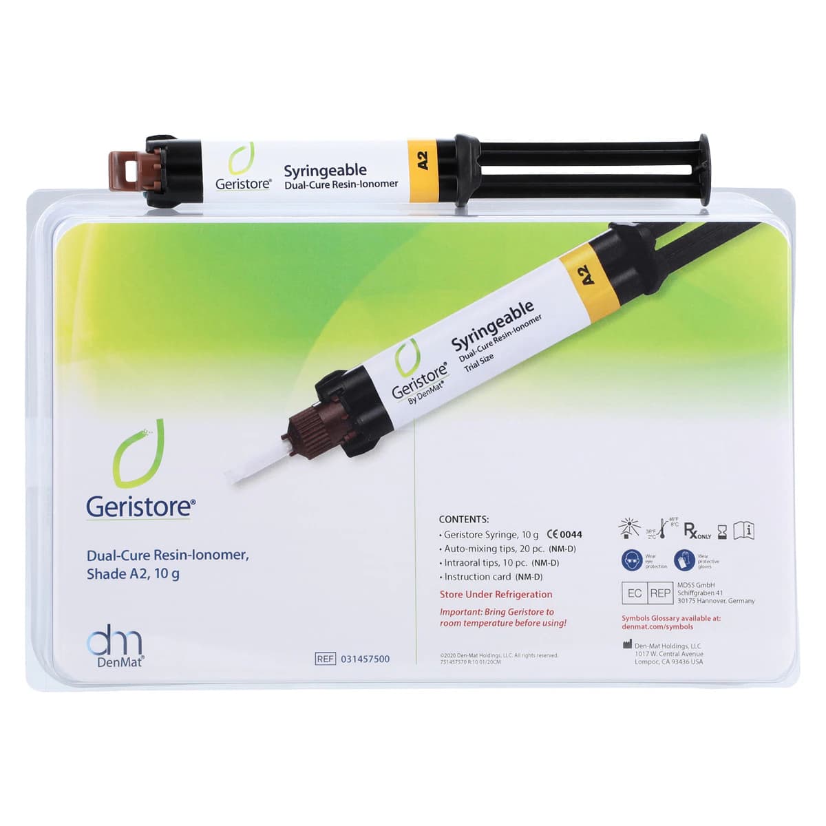 Geristore Dual-Cure Self-Adhering Resin-Modified Glass Ionomer, Syringeable Starter Kit, Shade A2, 10 g Syringe, 031457500 thumbnail 2