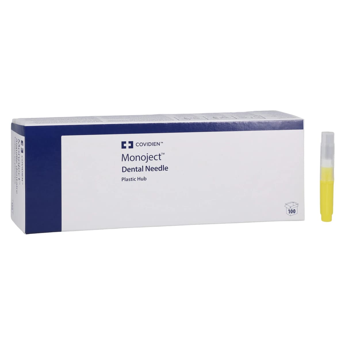 Monoject 400 Plastic Hub Dental Needle, 27 Gauge Short (21 mm), Yellow, 100/Box, #8881400066 - Monoject Needle Plastic Hub 27 Gauge Short Yellow 100/Bx - Image 1